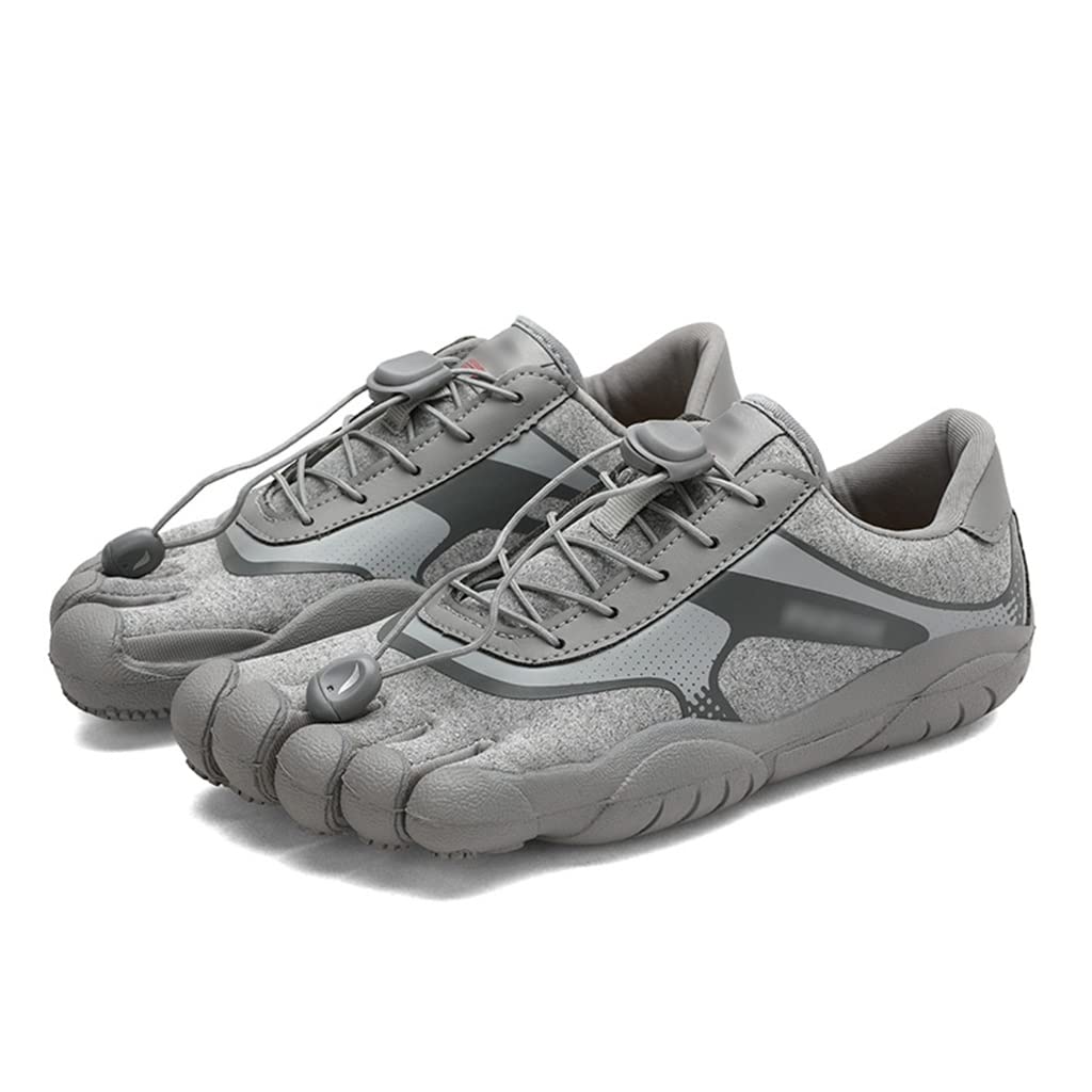 JUEMISSA Five-Finger Barefoot Shoes for Men & Women - Breathable Non-Slip Lightweight Walking Shoes with Arch Support - Perfect for Running, Hiking, Yoga and Water Sports (Dark Grey, Size 9.5)