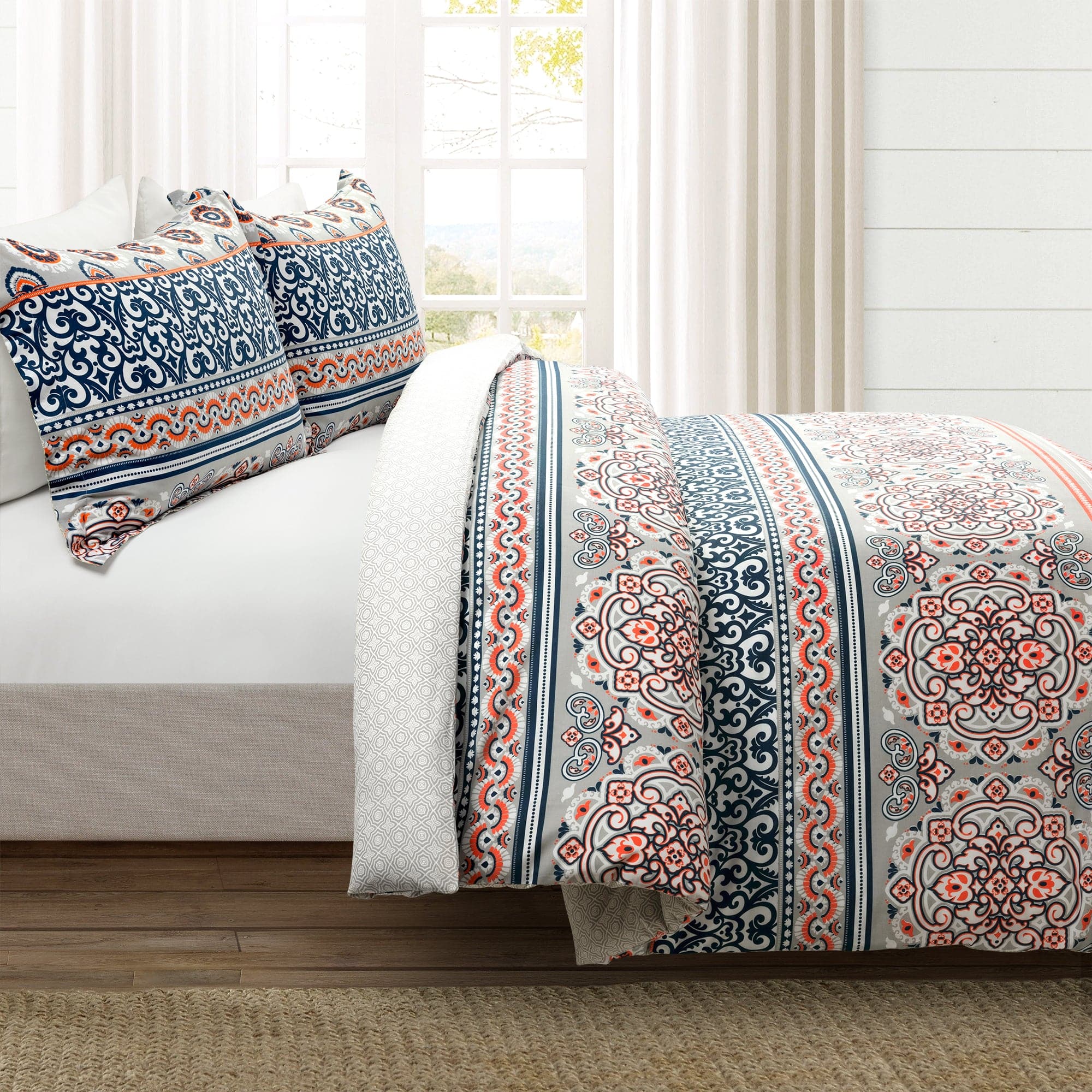 Premium Nesco Stripe Cotton Duvet Cover 3-Piece Bedding Set - Soft Breathable Queen/King Size for Cozy Bedroom Decor & Guest Room Essentials