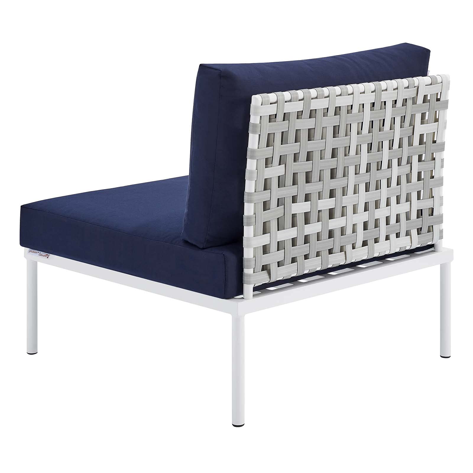 Modern Navy Blue Aluminum Lounge Sectional Sofa Set with Table - Outdoor Patio Furniture for Garden, Poolside & Cafe Relaxation