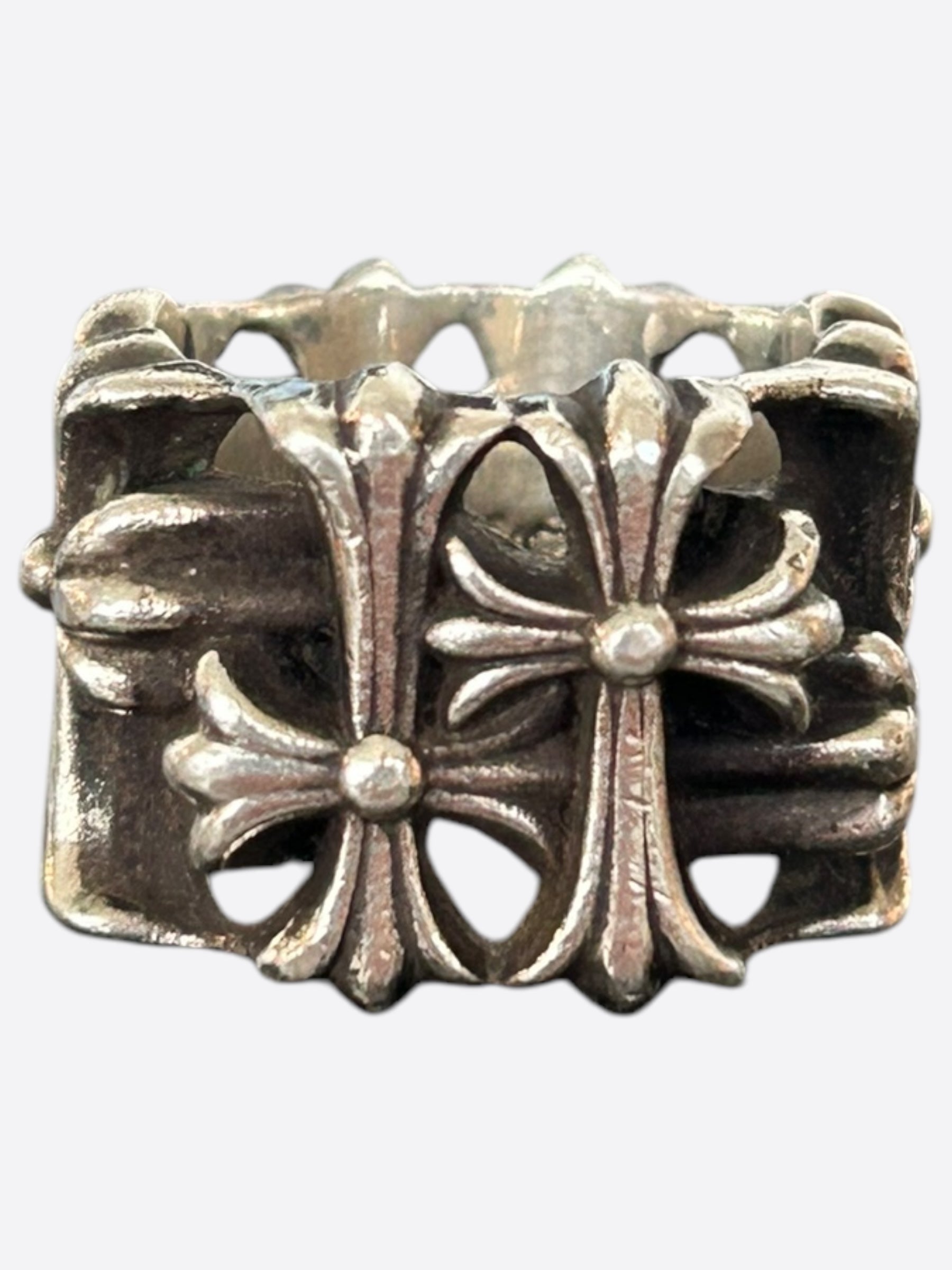 Chrome Hearts Silver Square Cemetery Ring for Men & Women - Gothic Punk Jewelry for Everyday Wear & Special Occasions