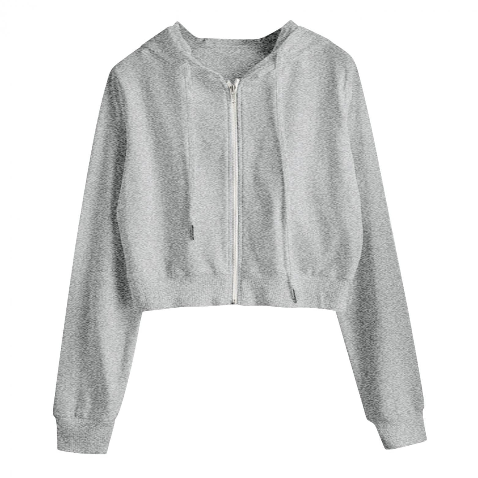 Eduavar Women's Long Sleeve Crop Top & Zip Up Cropped Hoodie - Workout Sweatshirt with Drawstring Hood for Yoga, Gym & Casual Wear