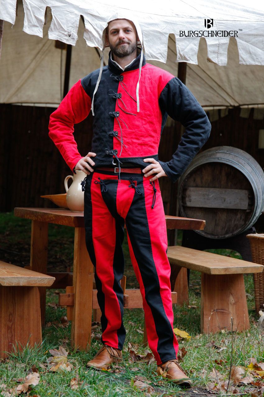 Landsknecht Pants Imperialis - Red & Black Renaissance Costume for Men | Perfect for LARP, Cosplay, and Historical Reenactments