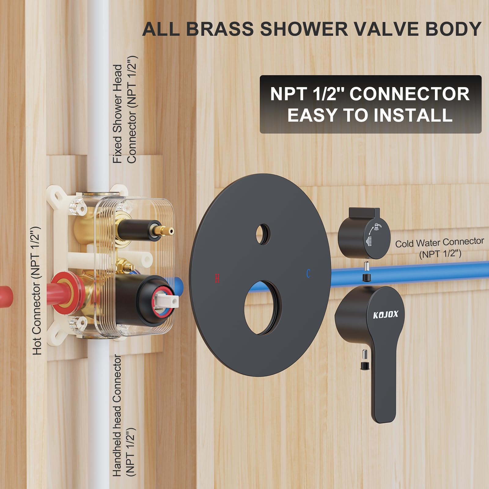 10 Inch Matte Black Shower System - High Pressure Rain Shower Head & Handheld Shower Combo, Wall Mounted Bathroom Mixer Faucet with Rough-in Valve & Trim Kit - Perfect for Modern Spa-Like Bathroom Experience
