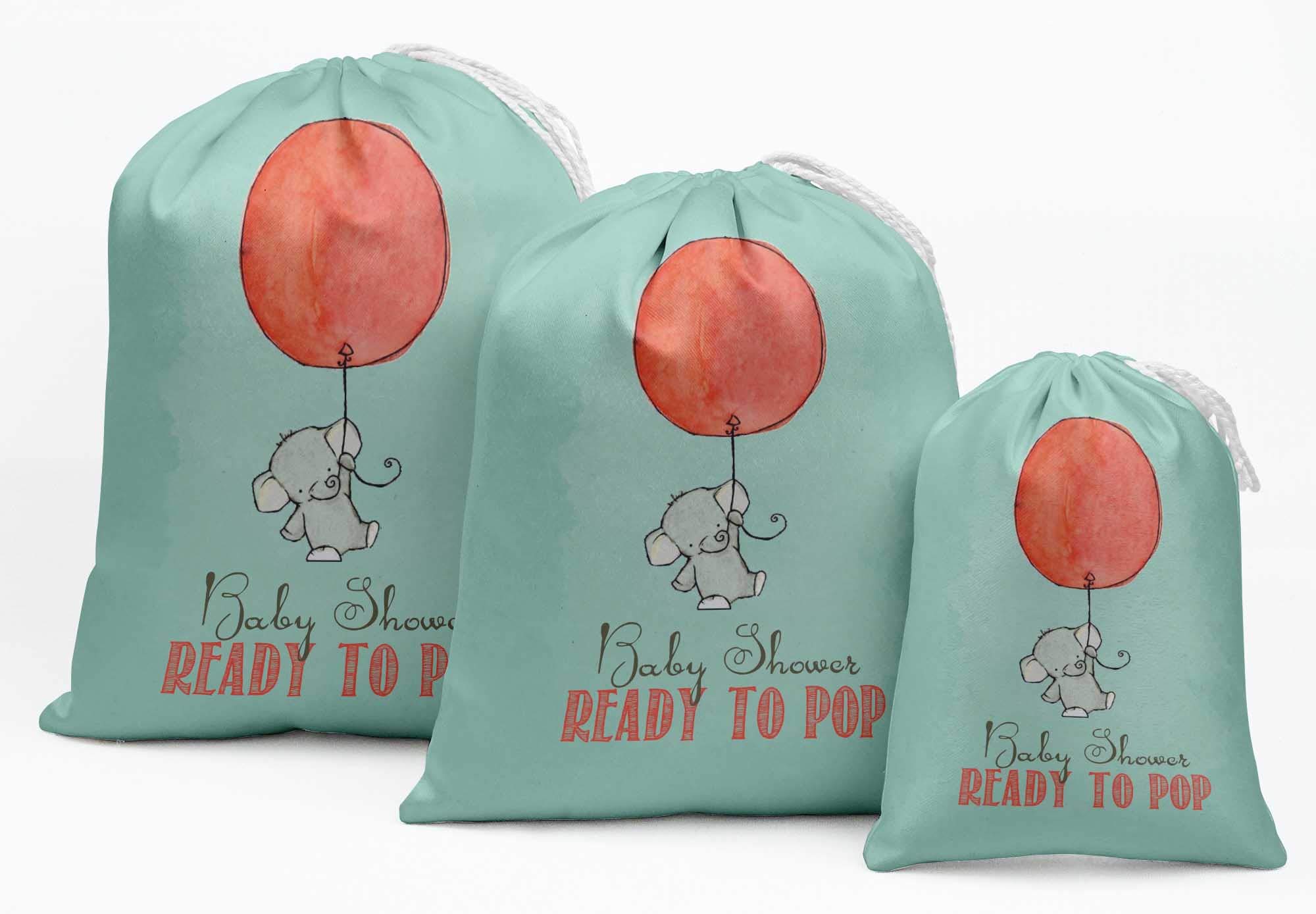 Green Elephant Baby Shower Party Favors - 15-Piece Drawstring Gift Bags for Gender Reveal & Newborn Celebrations - Perfect for Candy, Toys, and Party Favors