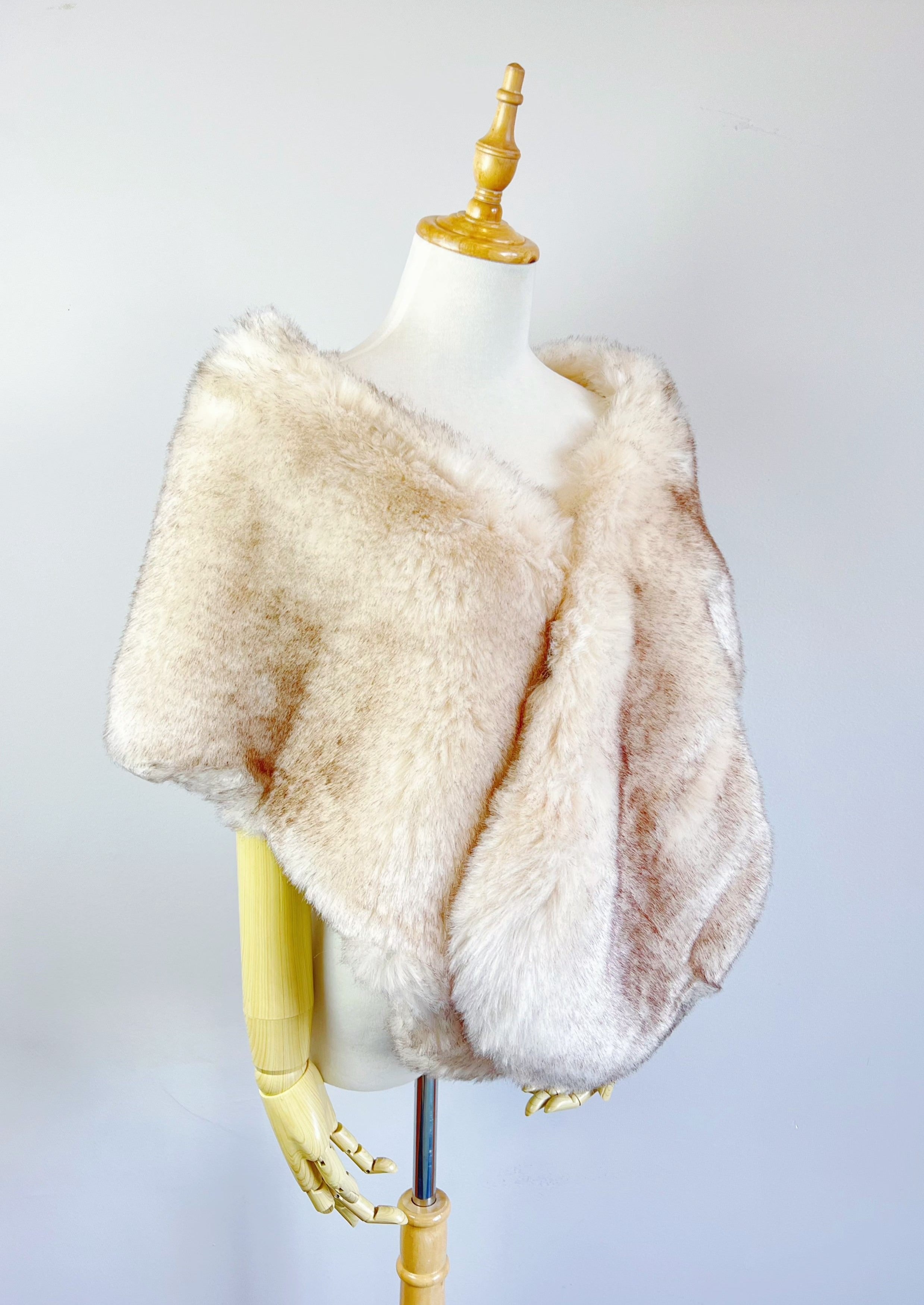 Blush Peach Fur Shawl Wrap - Soft & Luxurious Winter Fashion Accessory for Women | Perfect for Parties, Weddings & Evening Outfits (Lilian Pea01)