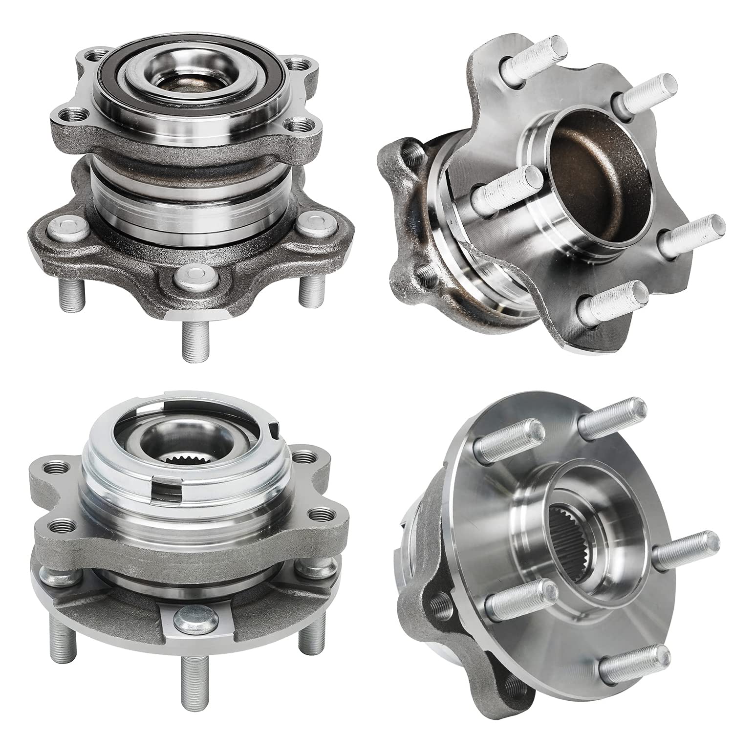 Detroit Axle Wheel Bearing Hub Kit - Compatible with Infiniti JX35 QX60 Nissan Altima Murano Maxima Pathfinder - Front & Rear Wheel Bearings & Hubs Replacement Set with 20 Lug Nuts - Perfect for DIY Repairs, Off-Roading, and Daily Commuting