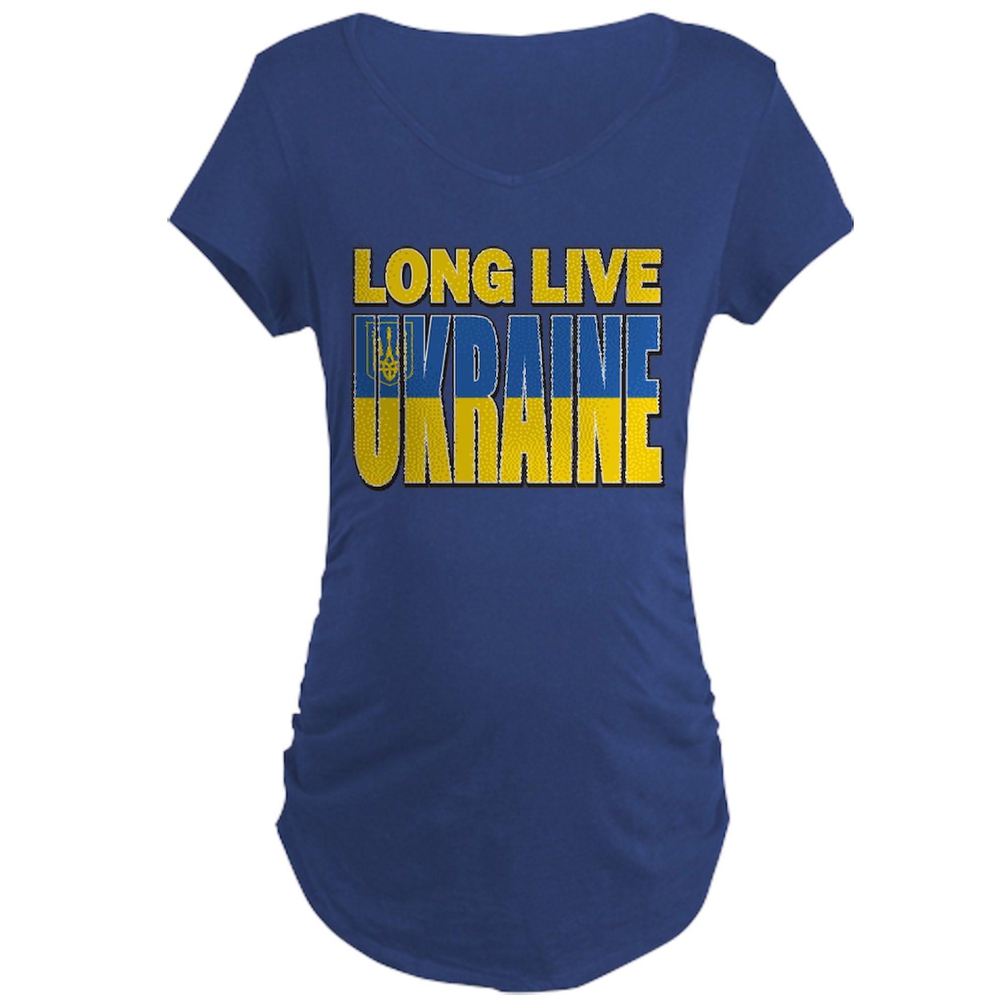 Long Live Ukraine Maternity T-Shirt for Women - Ruched Side Design, Comfortable Pregnancy Tee - Perfect for Maternity Photos, Casual Wear & Showing Support
