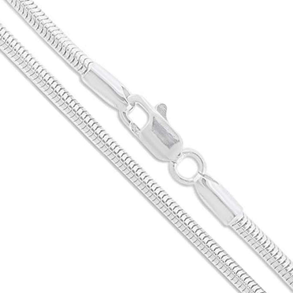 925 Sterling Silver Snake Chain Necklace - 2mm, 3mm, 4mm, 5mm Round Solid Silver Chains for Men & Women - Flexible Italian Jewelry - Perfect for Everyday Wear, Gifts & Special Occasions