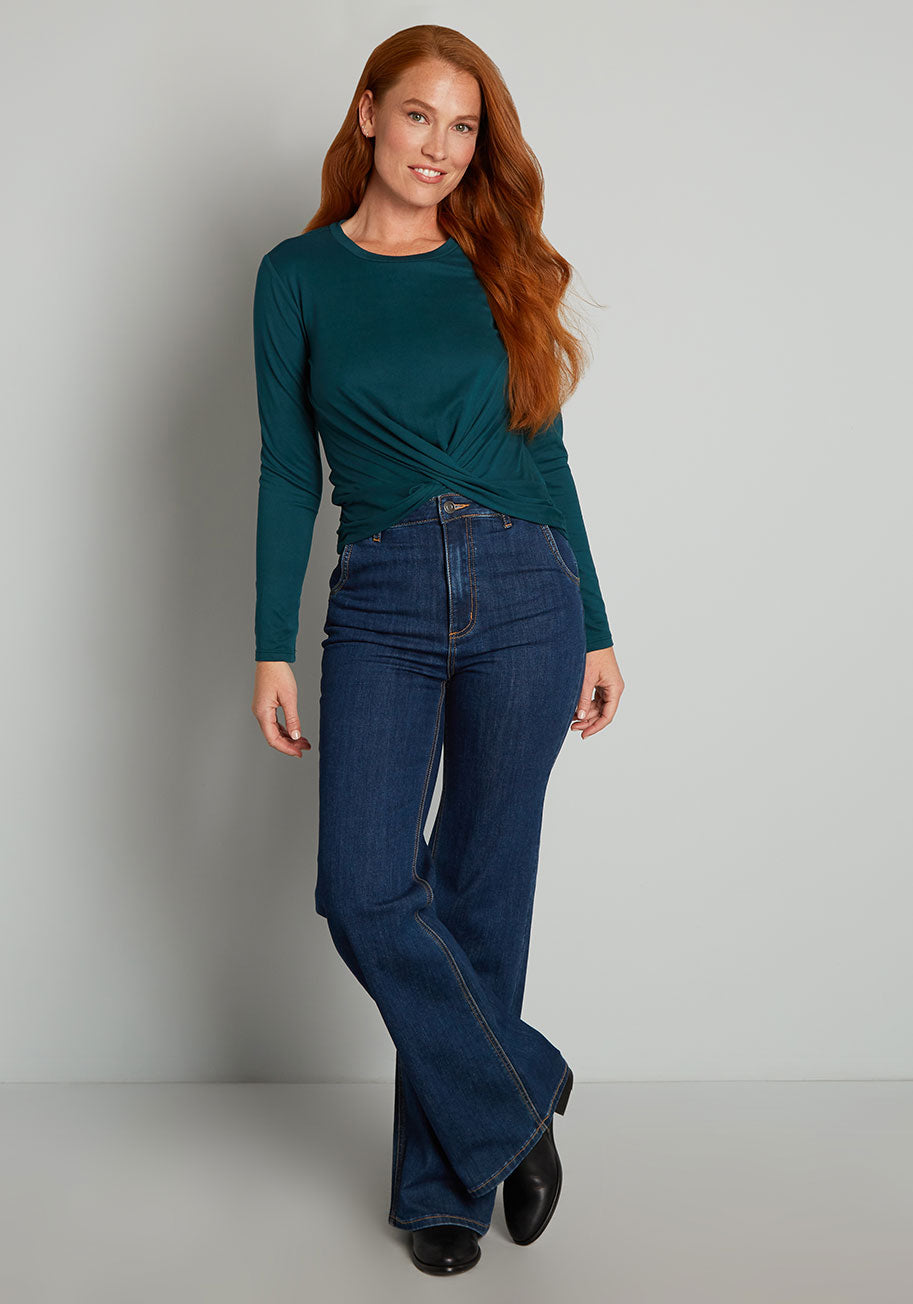 Stylish Long Sleeve Knit Top for Women - Comfortable & Trendy Twist Design - Perfect for Casual Outings, Office Wear & Fall Layering