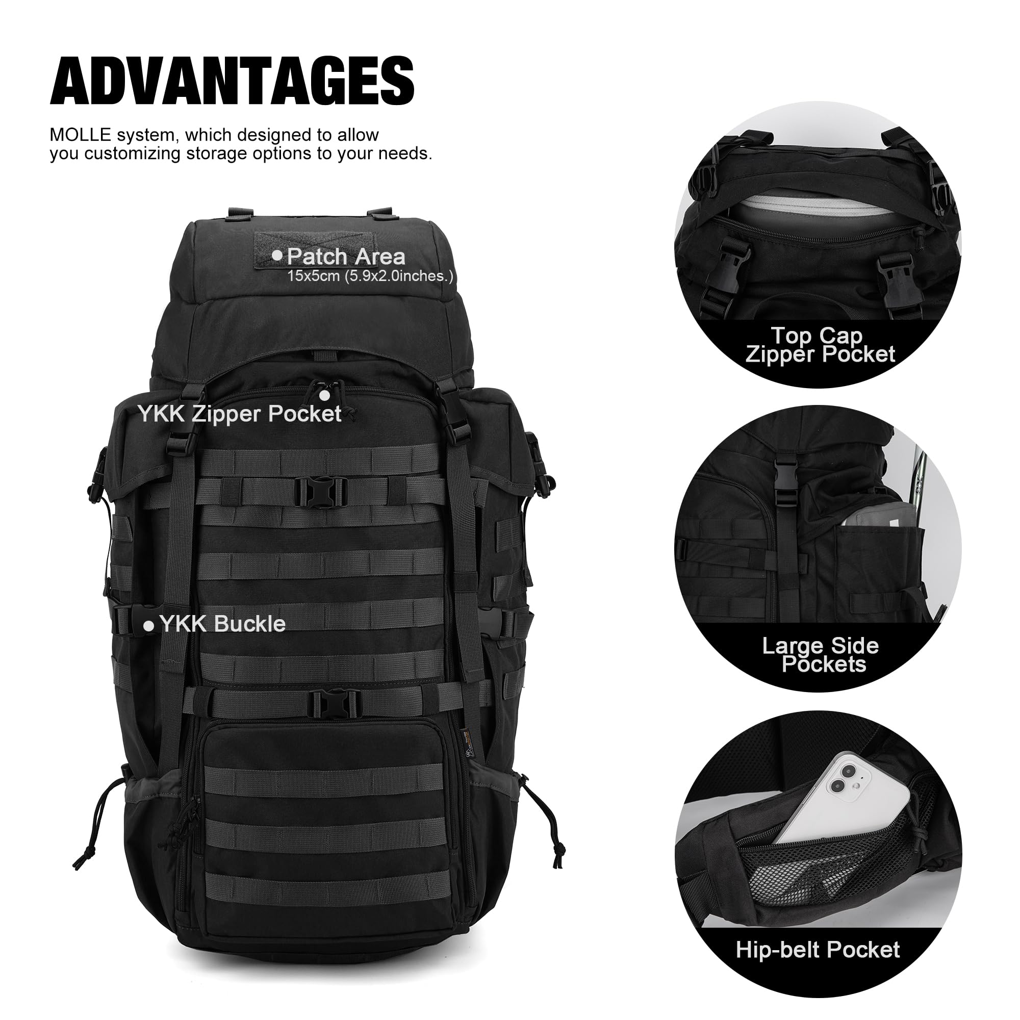 Mardingtop 70L Internal Frame Backpack - Waterproof Hiking Backpack for Men & Women, Lightweight Camping Backpack with Rain Cover - Perfect for Outdoor Adventures, Hunting, Trekking & Travel