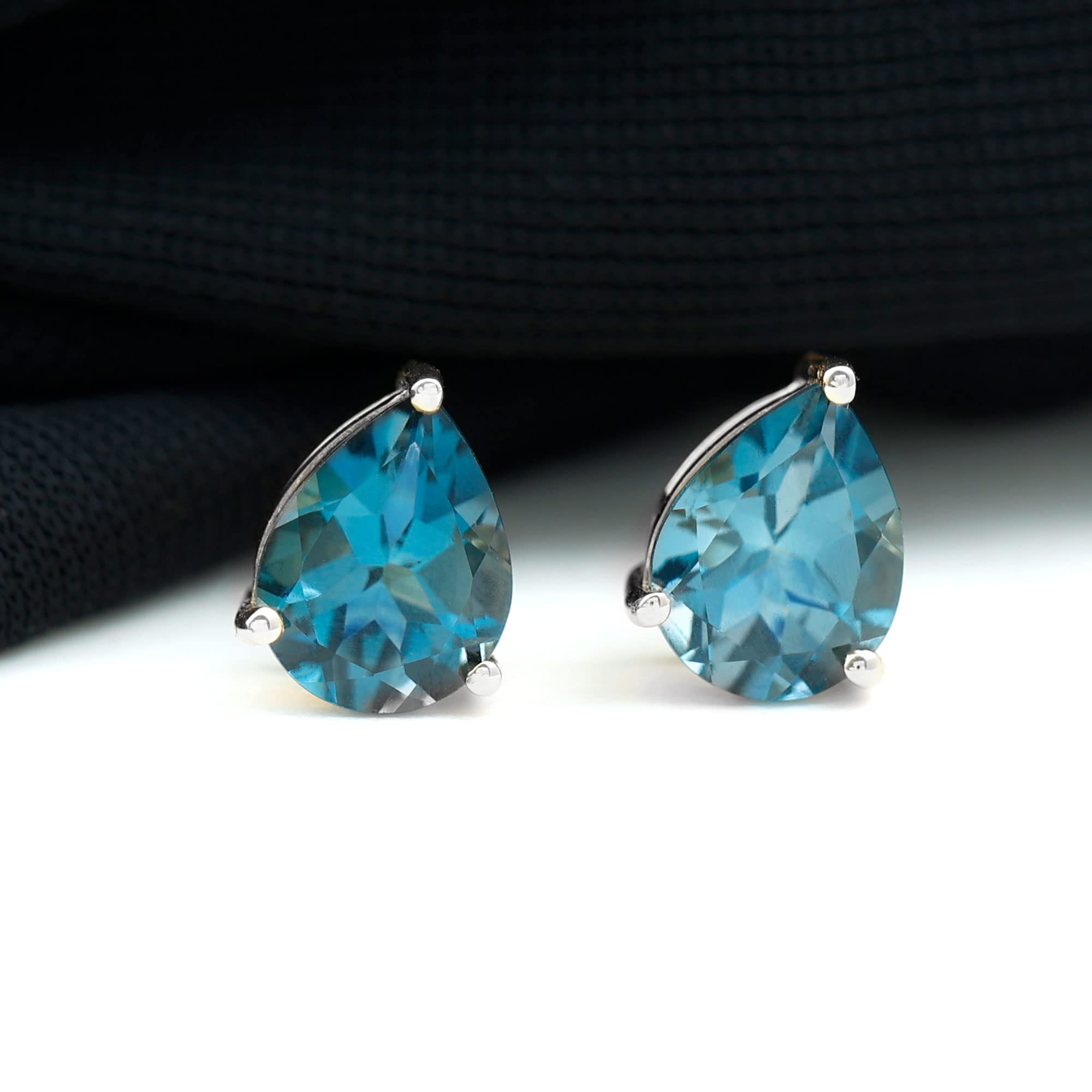 AAA Quality Natural London Blue Topaz 7x10mm Pear Shaped Screw Back Earrings for Women - Elegant Gift for Her, Perfect for Weddings, Parties & Special Occasions