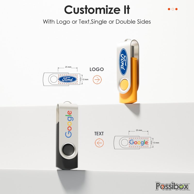 Custom Logo Swivel USB Flash Drive 1GB - Bulk USB 2.0 Promotional Gift (200 Pack) - Perfect for Branding, Corporate Events & Trade Shows