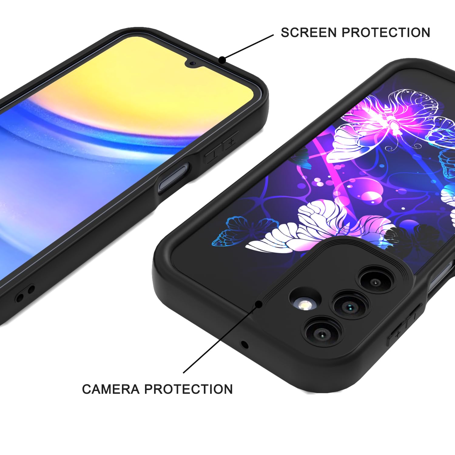 Samsung Galaxy A15 5G Phone Case - Slim Shockproof Silicone Protective Cover for Women with Butterfly Design | Perfect for Everyday Use, Work & Travel Protection