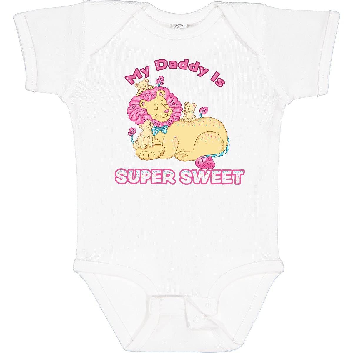 Inktastic My Daddy Is Super Sweet Cotton Candy Lions Baby Bodysuit - Cute Cotton Onesie for Newborns & Infants - Perfect for Father's Day, Baby Showers & Family Photos