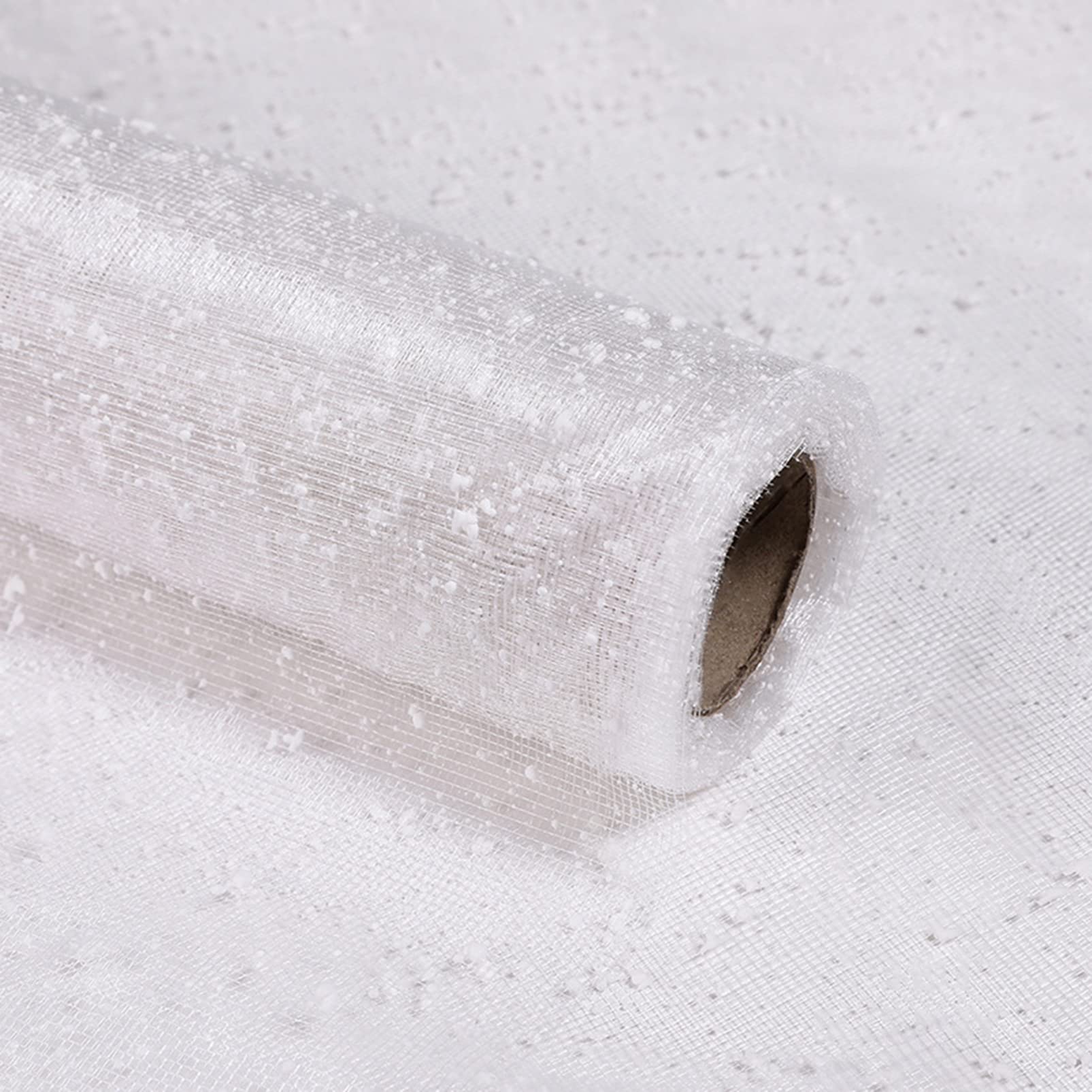 1Roll White Flower Wrapping Mesh Paper - Snow Dot Yarn Floral Bouquet Gift Packaging Net for DIY Crafts, Wedding Decorations, Mothers Day, Valentines Day, Birthday Party Supplies (19.7inch x 4Yard)