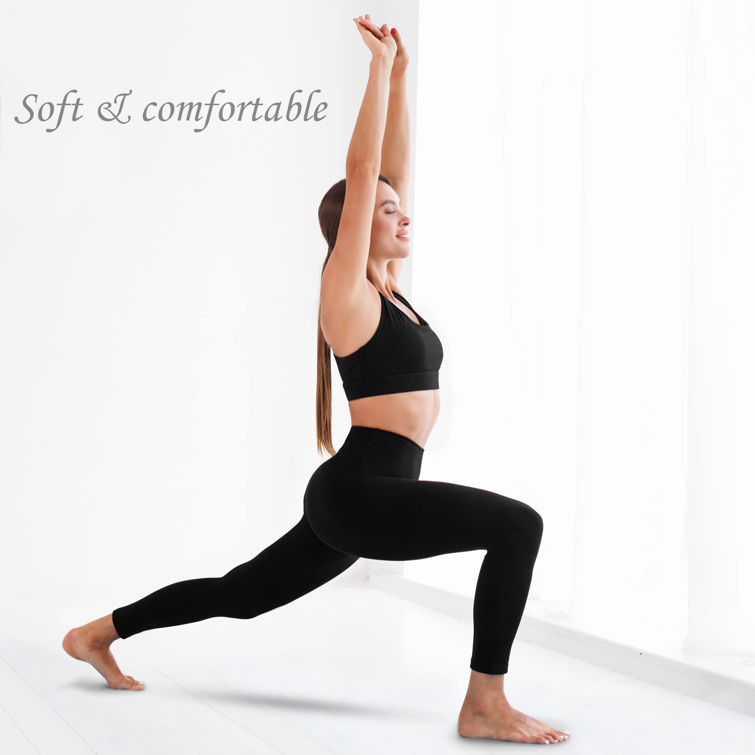 High Waisted Black Leggings for Women - Comfortable Workout & Yoga Pants with Tummy Control - Perfect for Gym, Running, Pilates and Lounge Wear