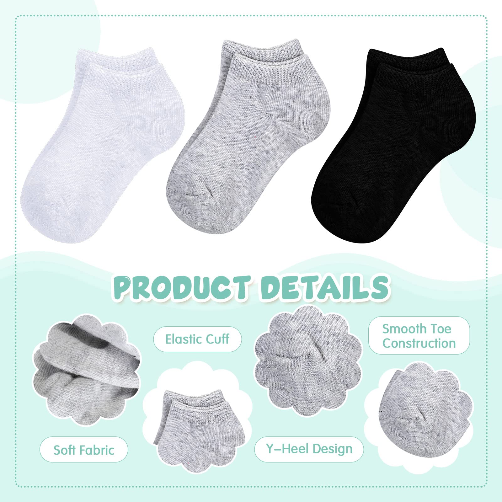 Jexine 200 Pairs Toddler Low Cut Ankle Socks - Half Cushion Breathable Baby Socks for Boys & Girls 2-4 Years - Perfect for School, Playtime & Everyday Comfort