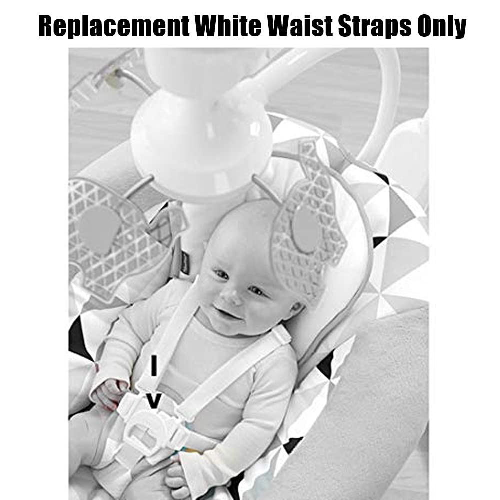 Fisher-Price FBL70 Baby Swing Replacement Waist Straps - Set of 2 White Replacement Belts with Male Buckle Parts | Compatible with Fisher-Price Revolve Swing | Secure & Comfortable for Infants | Perfect for Home, Nursery or Travel Use
