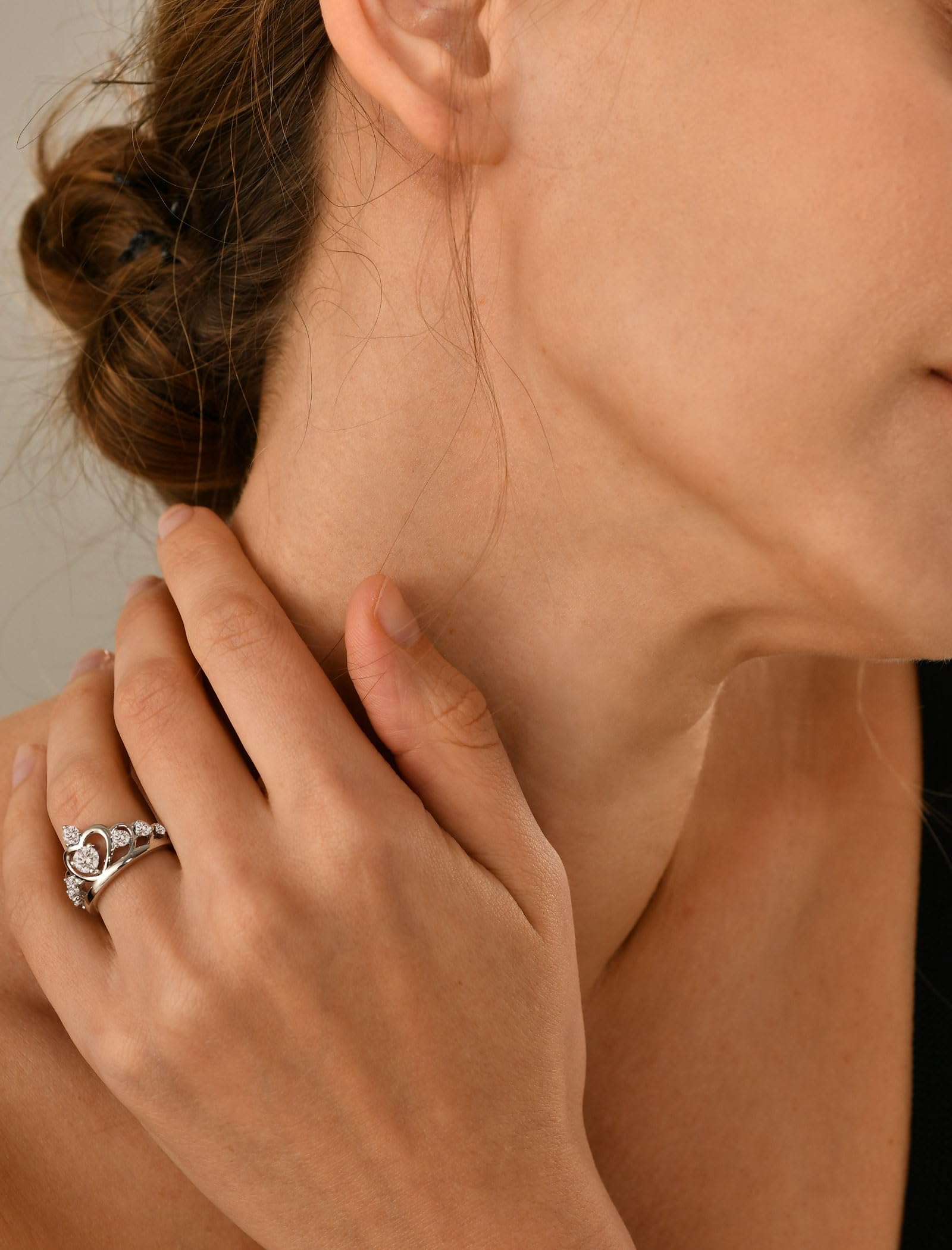 YL 925 Sterling Silver Heart Crown Rings for Women - Queen Birthstone Engagement & Anniversary Jewelry - Perfect for Proposals, Weddings, and Special Occasions