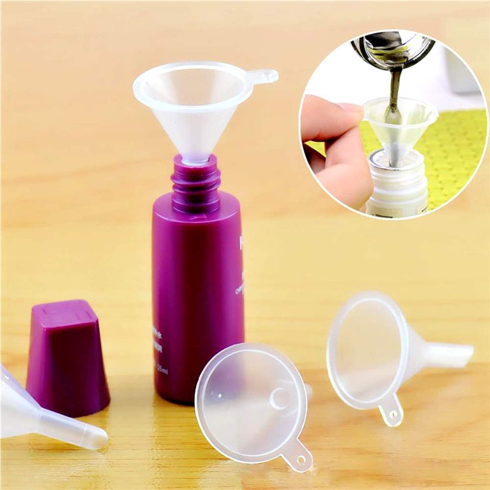 Sileni 10-Pack Clear Plastic Small Funnel - Essential for Bottle Filling, Oil Transfer, Sand Pouring & Cosmetic Products - Foldable Design, Easy to Clean - Perfect for Lotion, Cream, Powder & Perfume Transfer - Ideal for Kitchen, DIY Projects & Beauty Routine