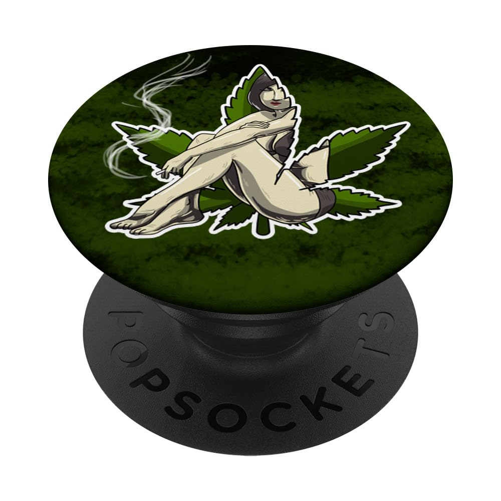 420 Stoner Gift - Weed Marijuana Leaf Design PopSockets Swappable PopGrip for Women | Perfect for Cannabis Enthusiasts & Pop Culture Fans | Use on Phones, Tablets & Laptops