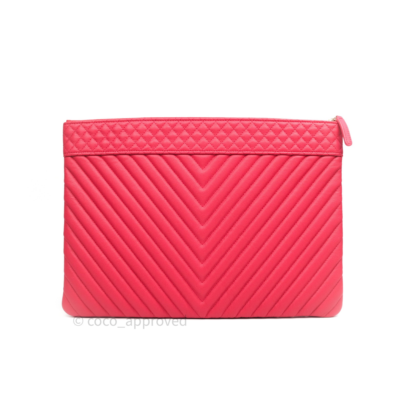 Chanel Chevron Quilted Large Cosmetic Case in Red Caviar Leather with Gold Hardware - Luxury Makeup Bag for Travel & Everyday Use