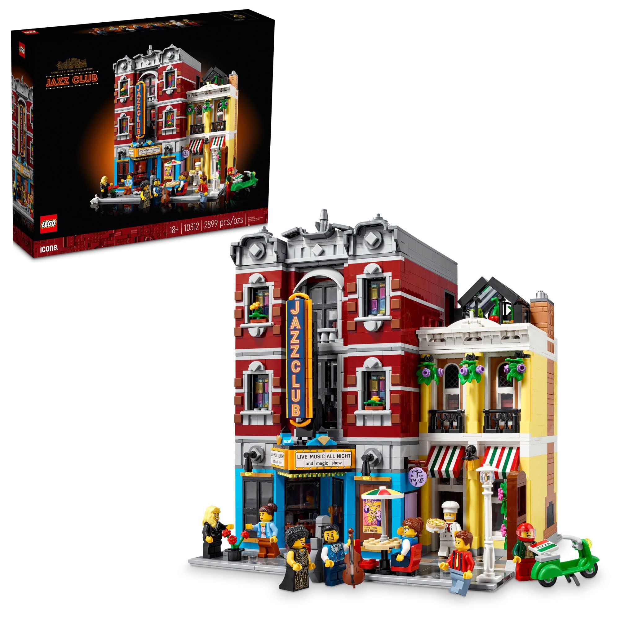 LEGO Icons Jazz Club 10312 Building Set for Adults & Teens - Collectible Music Gift with 5 Detailed Rooms & 8 Minifigures - Perfect for Musicians, Jazz Fans & Home Decor - Great for Display, Gifting & Creative Play