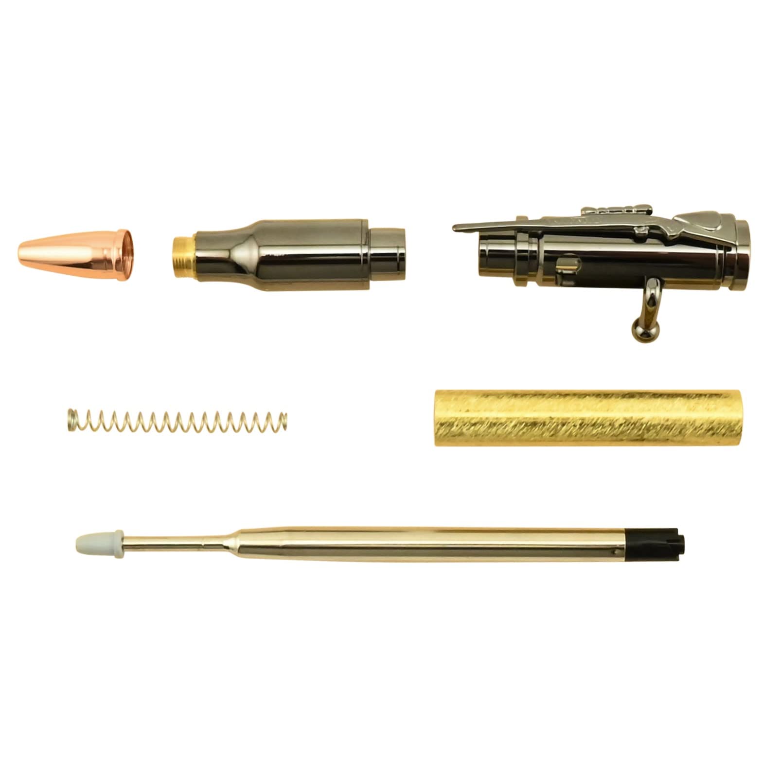 Penn State Industries PKCP8020 Bolt Action 30 Cal Ballpoint Pen Kit - Gun Metal Finish - Woodturning Project (5-Pack) - Perfect for DIY Woodworking, Unique Gifts & Office Writing Accessories