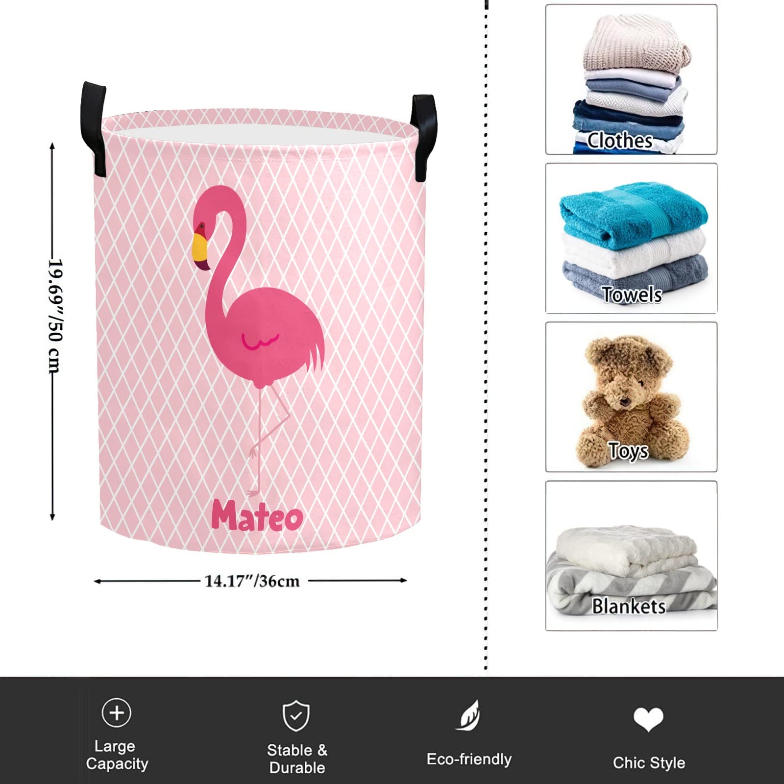 Flamingo Laundry Basket - Collapsible Hamper for Kids Room & Nursery Decor