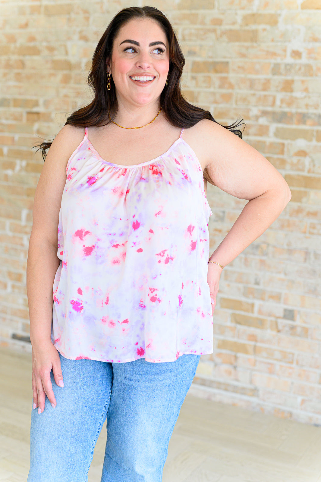 Floral Camisole Top for Women - Everything is Fine Print - Summer Boho Blouse for Casual Outfits & Beach Vacations