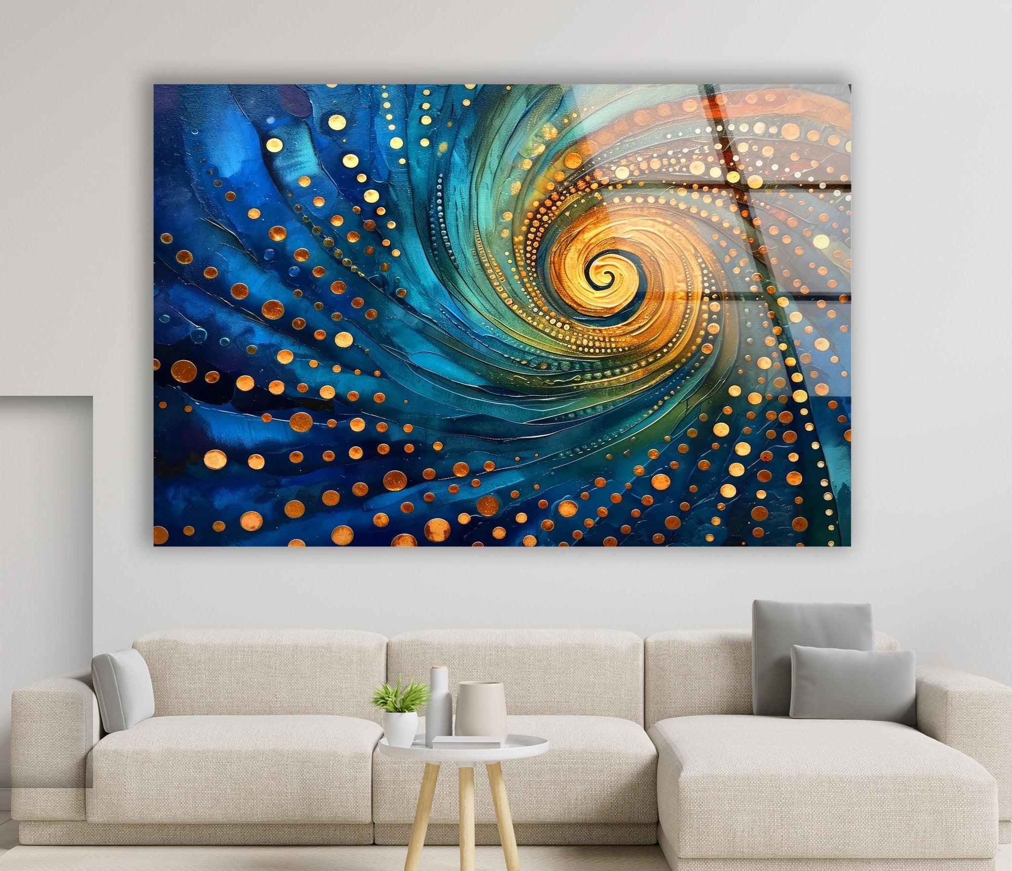 Abstract Spiral Fractal Glass Wall Art - Modern Home Decor for Living Room, Bedroom & Office - Handmade 3D Glass Sculpture for Unique Interior Design