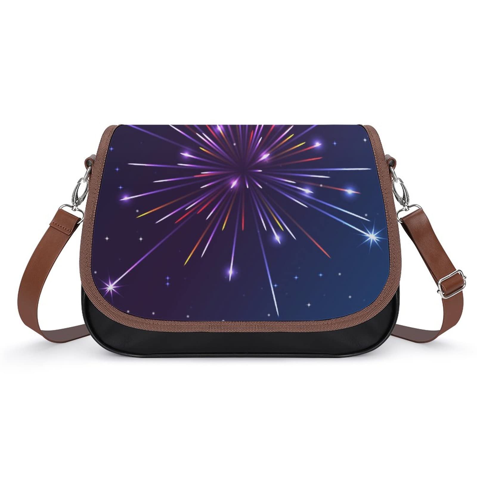 Stylish Women's Crossbody Bags - Genuine Leather Shoulder Purse for Everyday Use | Classic City Satchel & Hobo Handbag with Firework Design | Perfect for Work, Travel & Night Out