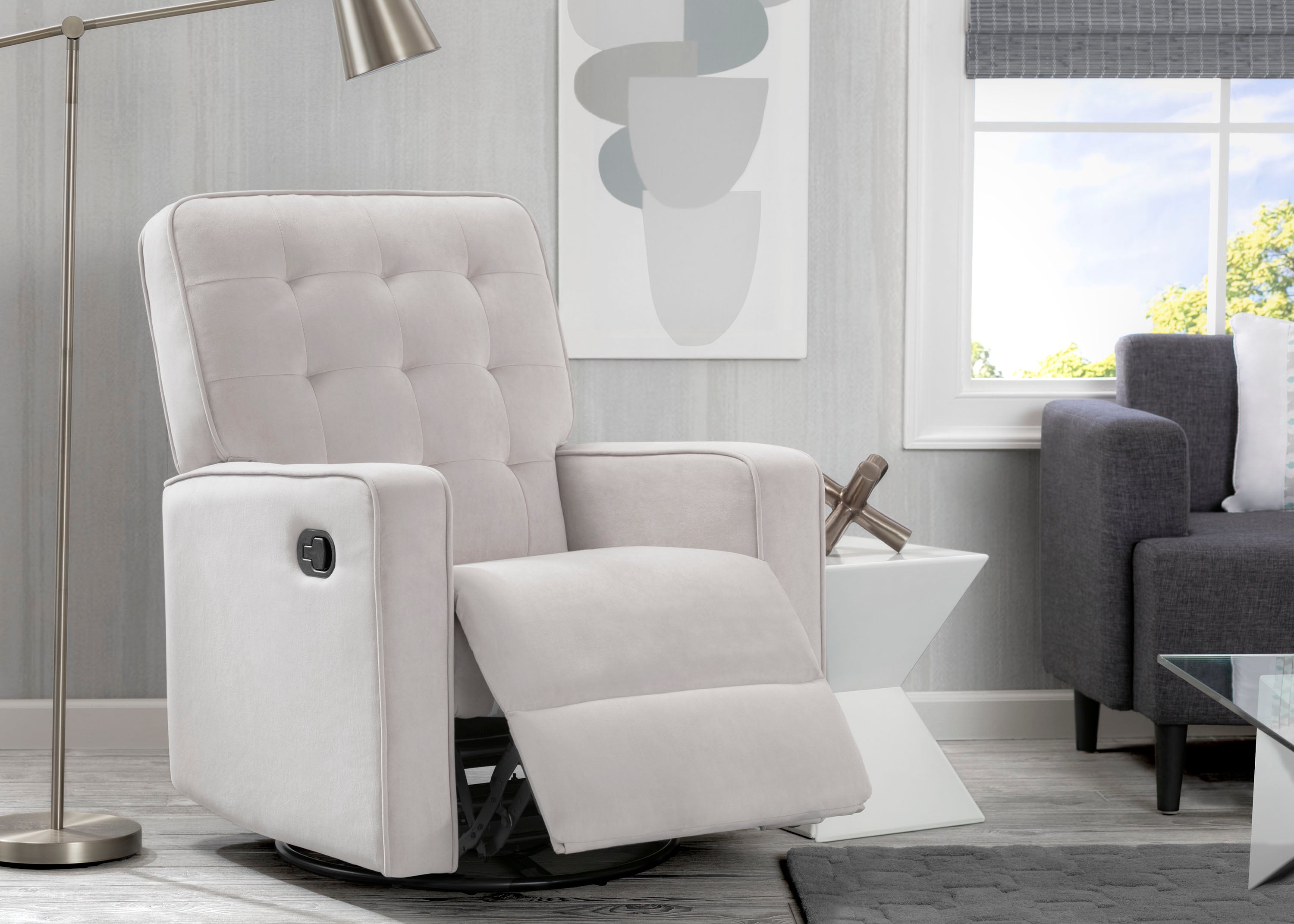 Grant Glider Swivel Recliner Chair with LiveSmart Fabric - Comfortable Rocking Recliner for Living Room, Nursery & Home Theater Relaxation