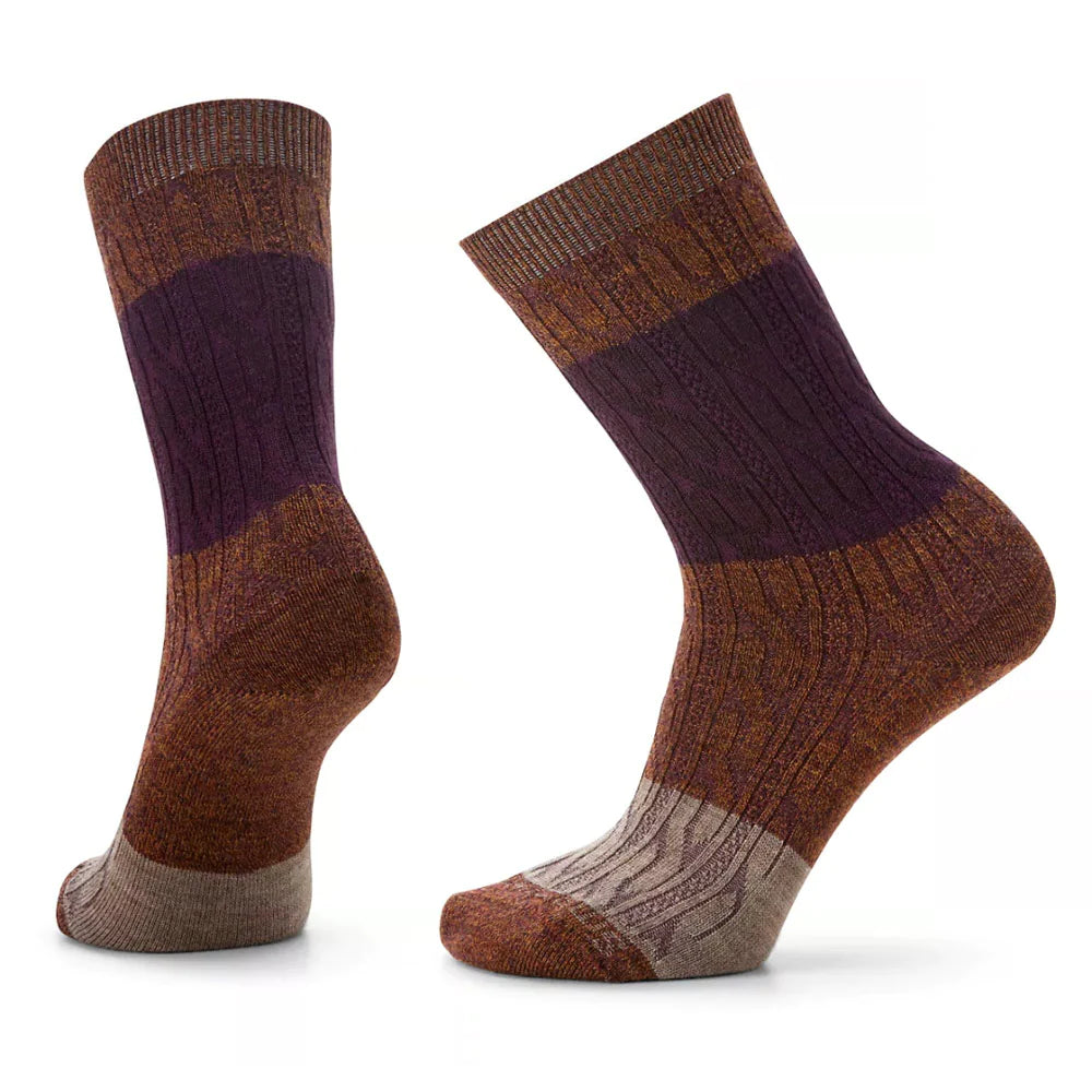 Smartwool Women's Color Block Cable Crew Socks - Warm & Comfortable Merino Wool Socks for Hiking, Travel & Everyday Wear