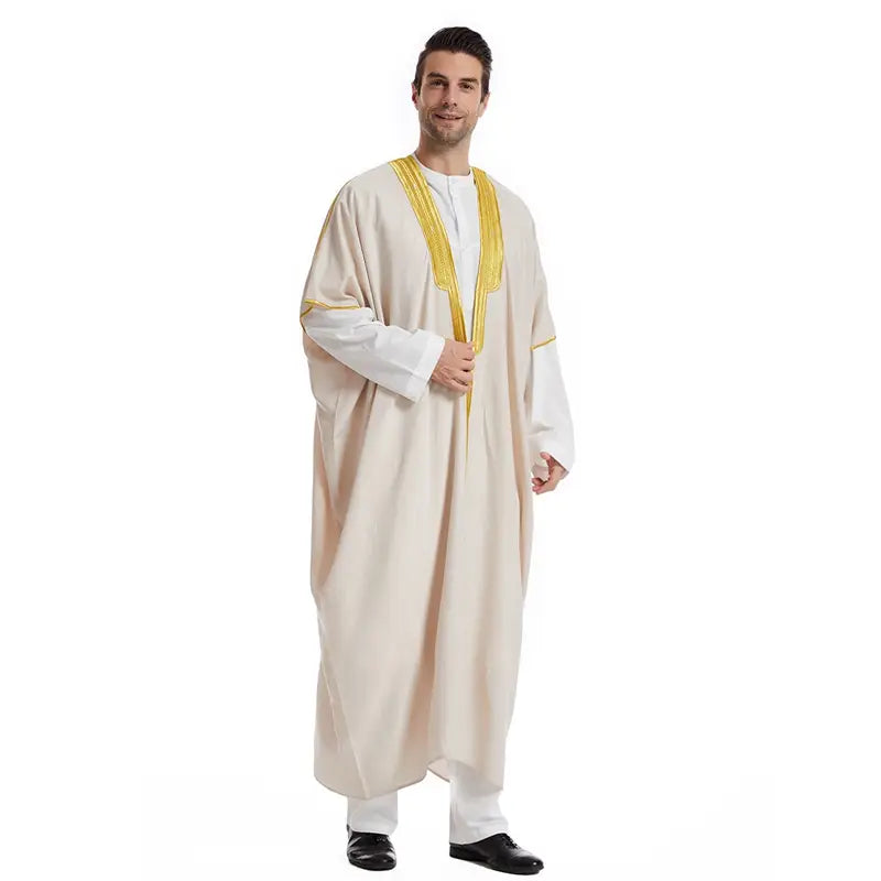 Premium Middle Eastern Arab Men's Sheikh Bisht - Traditional Embroidered Robe for Weddings, Festivals & Special Occasions