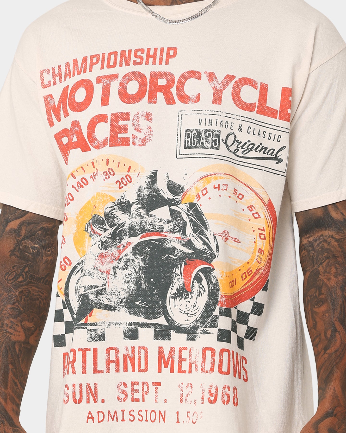 Vintage Portland Meadows T-Shirt - Retro American Thrift Style in Off White | Perfect for Casual Wear, Street Fashion & Vintage Lovers