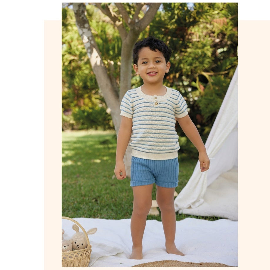 Ethan Blue Shorts Set by Tun Tun - Stylish and Comfortable Men's Summer Outfit for Casual Wear, Beach, and Travel
