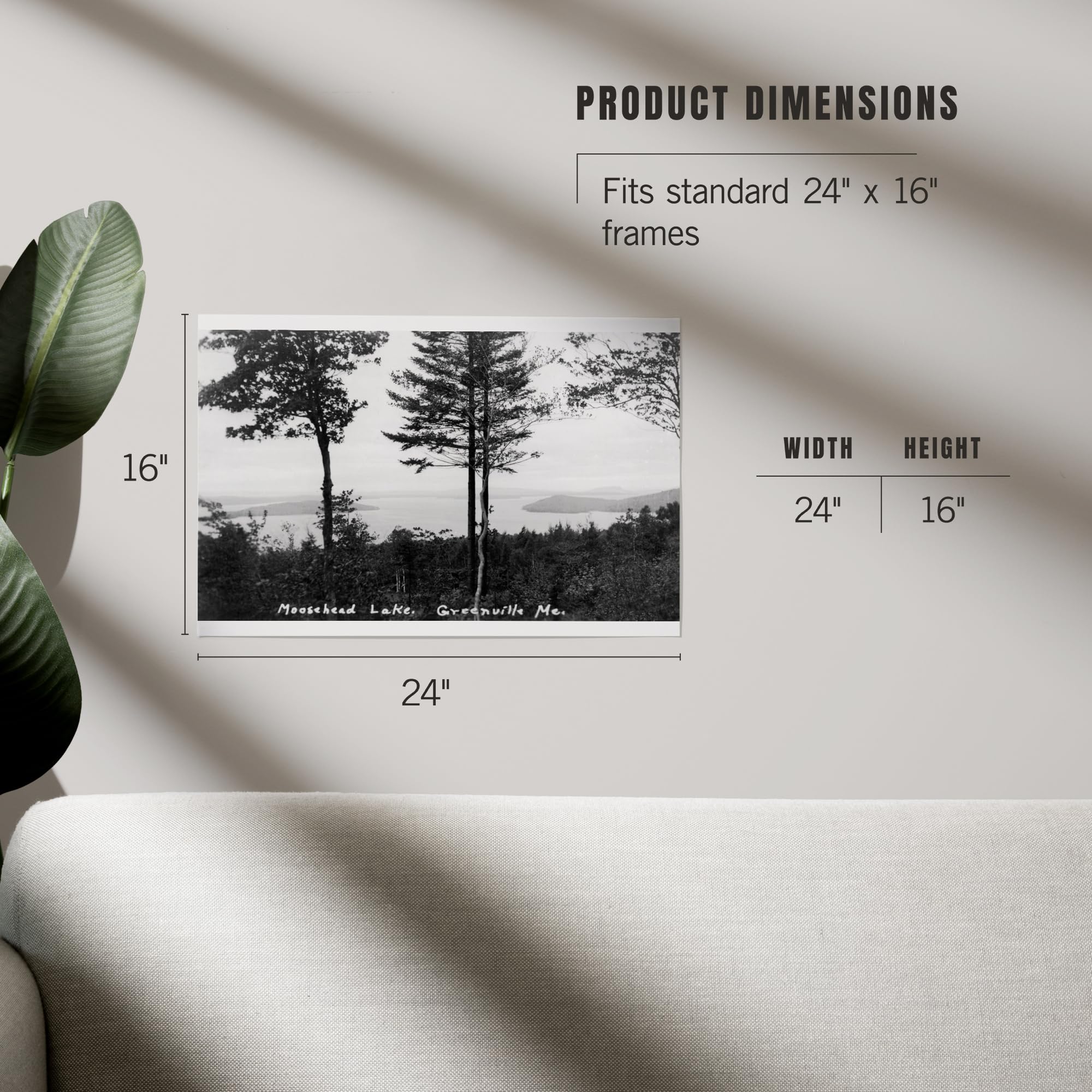 Lantern Press 16x24 Inch Giclee Art Print - Greenville Maine Moosehead Lake Panoramic Wall Decor - Perfect for Living Room, Bedroom & Office