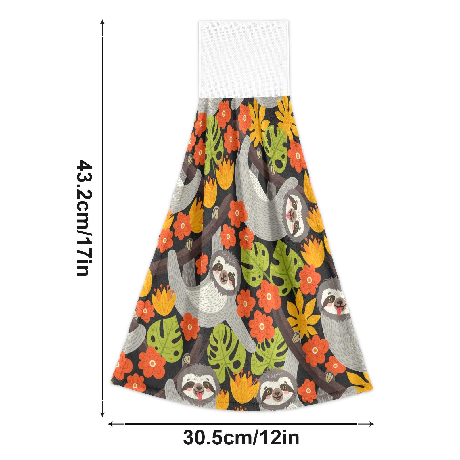 Soft Sloth Kitchen Towels Set of 2 - 12x17 Inch Absorbent Hand Towels & Dishcloths with Hanging Loop - Cute Bathroom & Kitchen Décor for Home, Gifts, and Housewarming