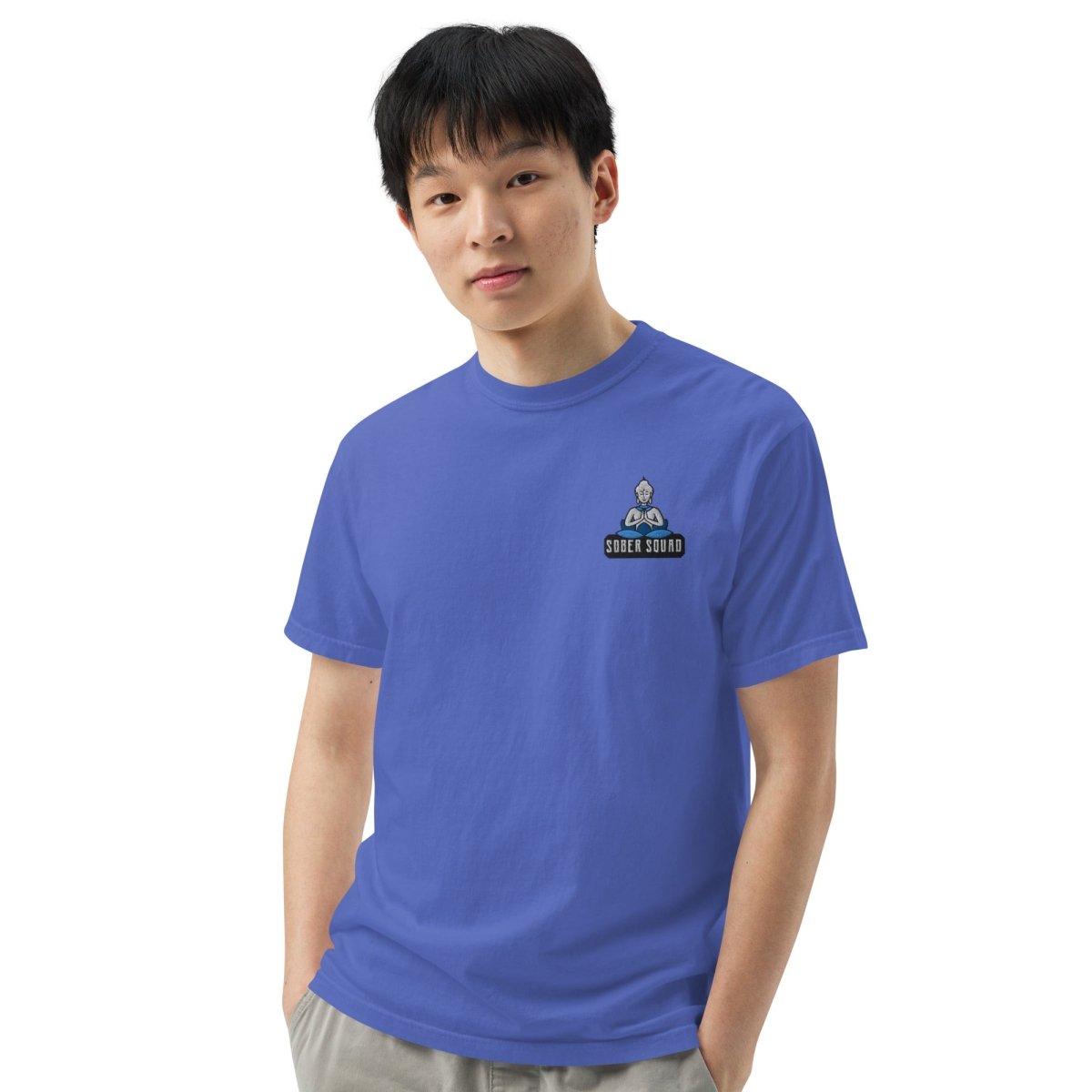 Sober Squad Embroidered Unisex Heavyweight Cotton T-Shirt - Comfortable Streetwear for Everyday Wear & Recovery Support