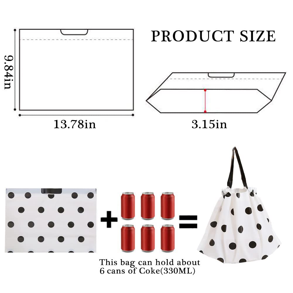 50PCS Thick Plastic Bags with Handles - Reusable Waterproof Takeout Bags, Square Bottom Lunch Bags for Small Business & Restaurant - Carry Out Bags (Polka Dot, Medium) - Perfect for Food Delivery, Picnics & Party Favors