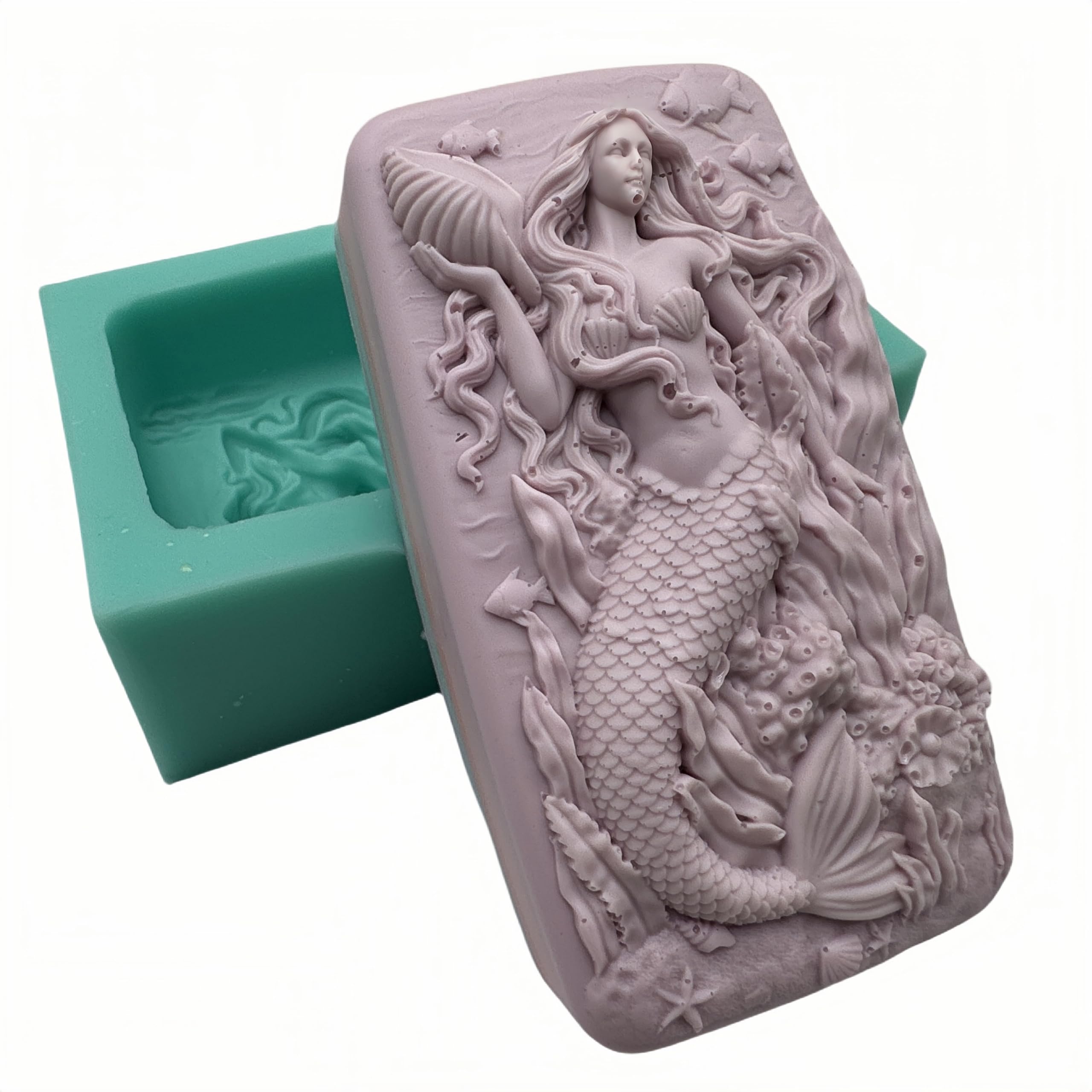 Premium Silicone Mermaid & Fish Soap Molds - DIY Handmade Soap, Lotion Bars, Bath Bombs & Resin Art Craft Molds - Perfect for Spa Gifts, Home Decor & Kids Crafts