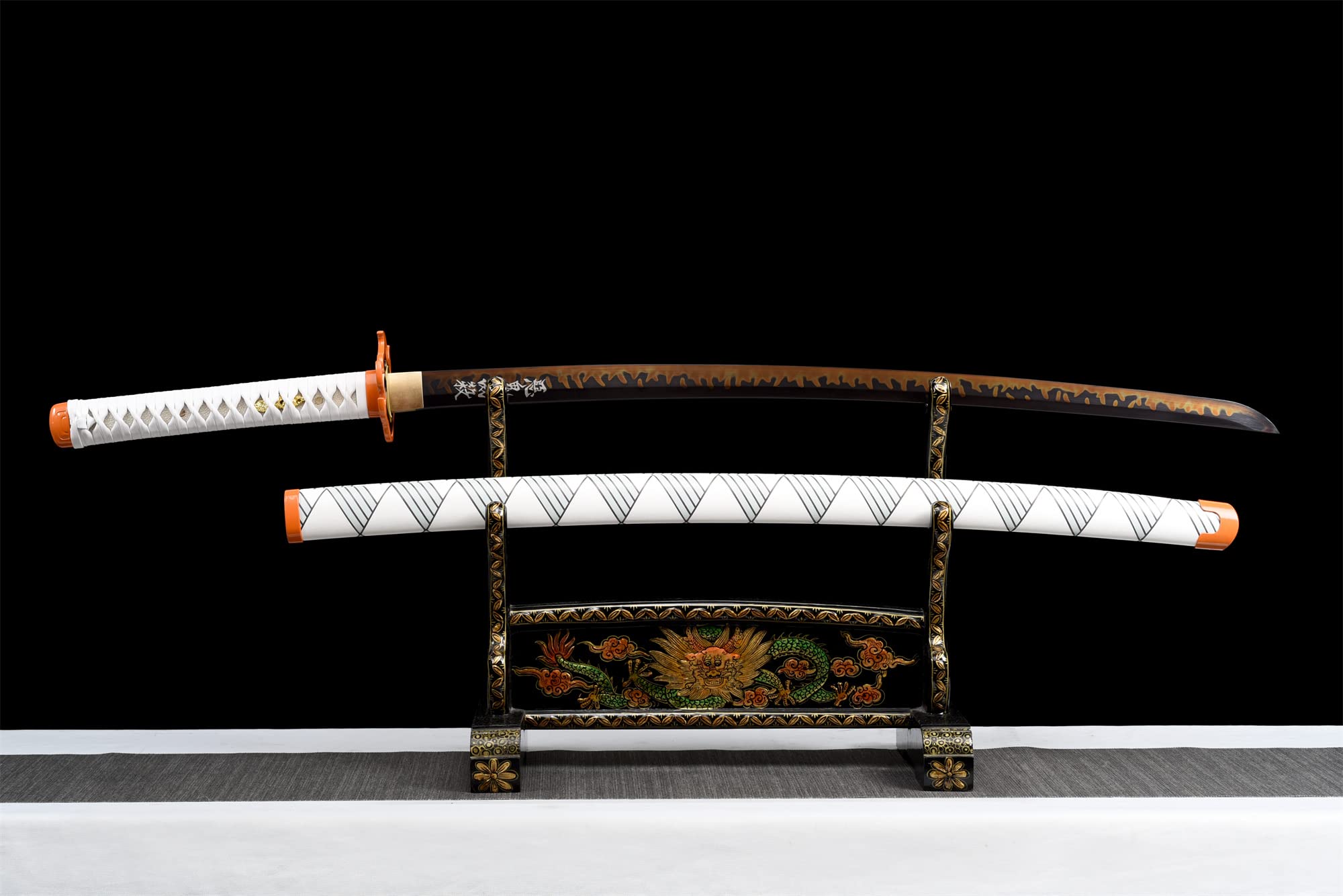 Demon Slayer Anime Cosplay Katana - Handmade T10 Steel Clay Tempered Sword with Hamon, Authentic Japanese Samurai Sword for Collection, Display & Cosplay Events