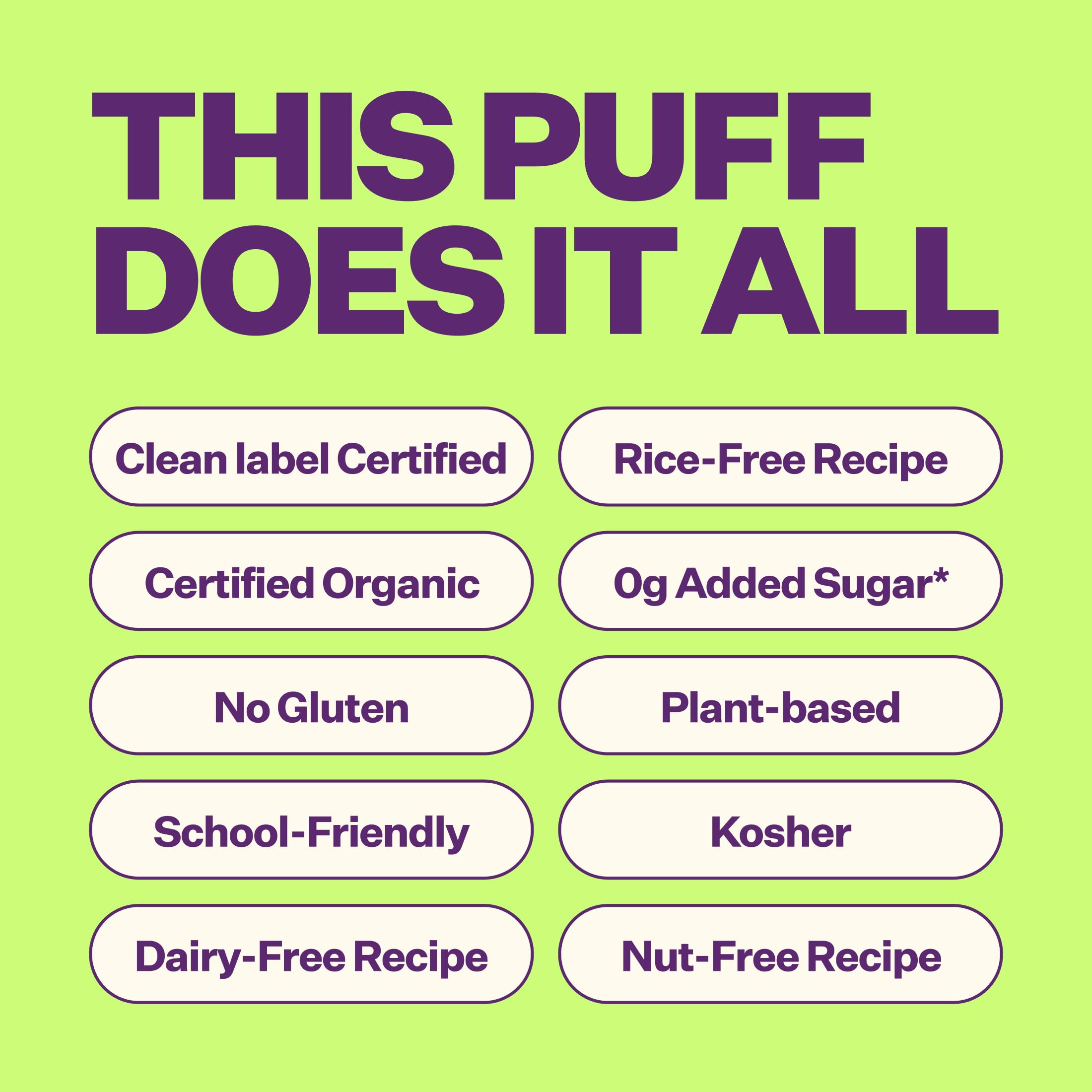 Organic Rice-Free Baby Puffs - Healthy No Sugar Added, Gluten-Free, Non-GMO Snacks for Toddlers | School Safe for Daycare & Lunchboxes | Strawberry Basil Flavor (6 Pack) - Perfect Teething Relief & On-the-Go Snack for Babies 12+ Months