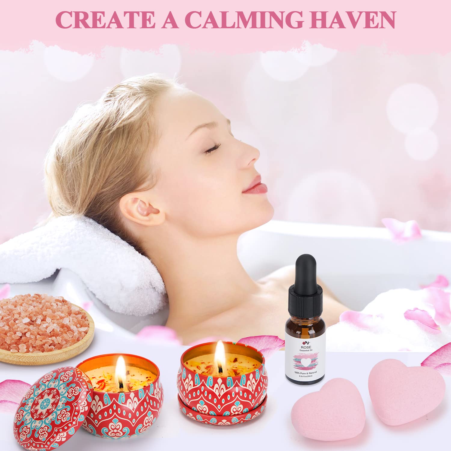 Unique Self Care Gift Set for Women - Relaxing Birthday Pamper Hampers Kit with Bath Essentials | Thoughtful Present for Best Friend, Sister, Mom | Perfect for Spa Nights, Get Well Soon Gifts & Stress Relief