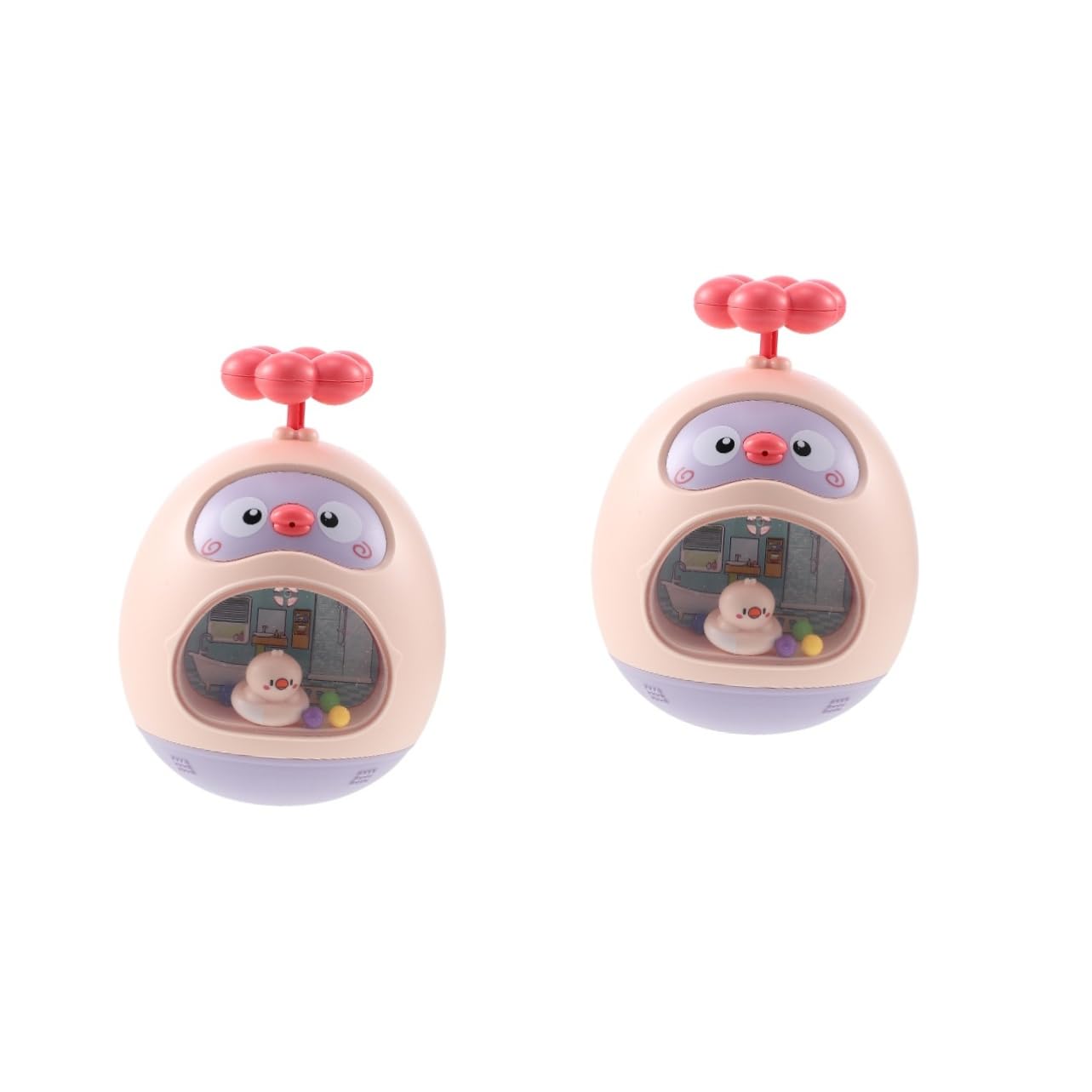 Vaguelly 2-Pack Pink ABS Animal Tumbler Toys for Kids - Bath Time Fun, Water Play & Bathtub Entertainment - Safe & Durable Toddler Bath Toys for Sensory Play