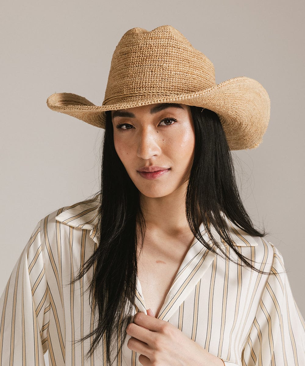 Ames Foldable Straw Cowboy Hat for Men & Women - Lightweight Summer Sun Hat for Outdoor, Beach, Travel and Country Music Festivals