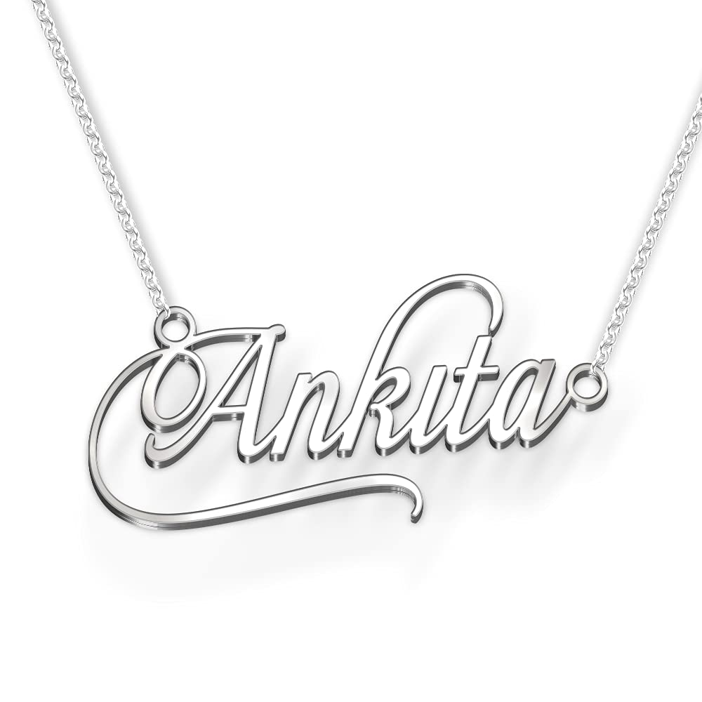 DREAMRAX Ankita Cursive Gold & Silver Name Pendant Necklace for Women & Girls - Personalized Jewelry Gift for Birthday, Anniversary & Valentine's Day - Elegant Layering Necklace for Everyday Wear & Special Occasions