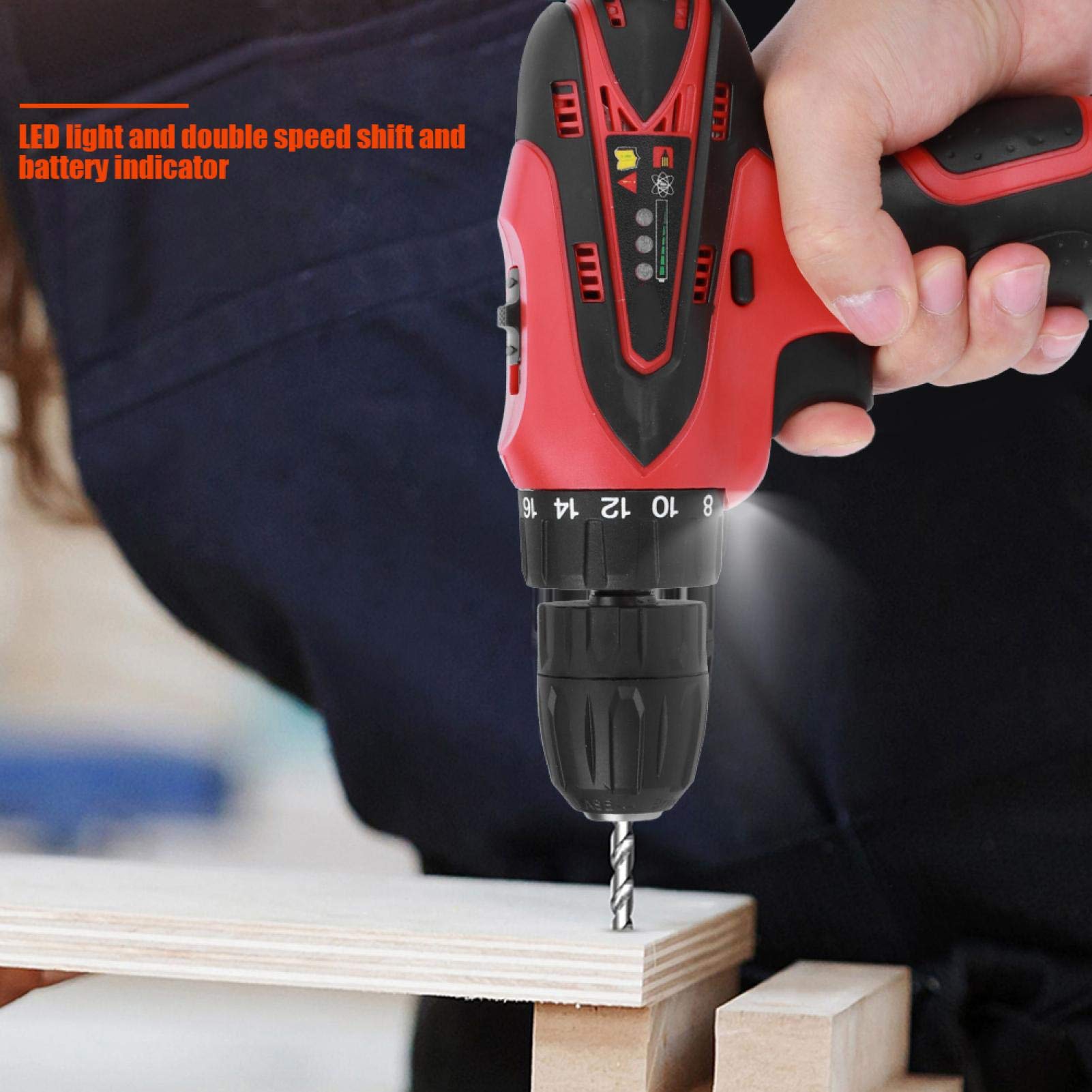 **20V Cordless Drill with Soft Rubber Grip - Durable Electric Power Drill for Wood & Metal - Variable Speed & Keyless Chuck - Perfect for DIY, Construction & Home Repair**