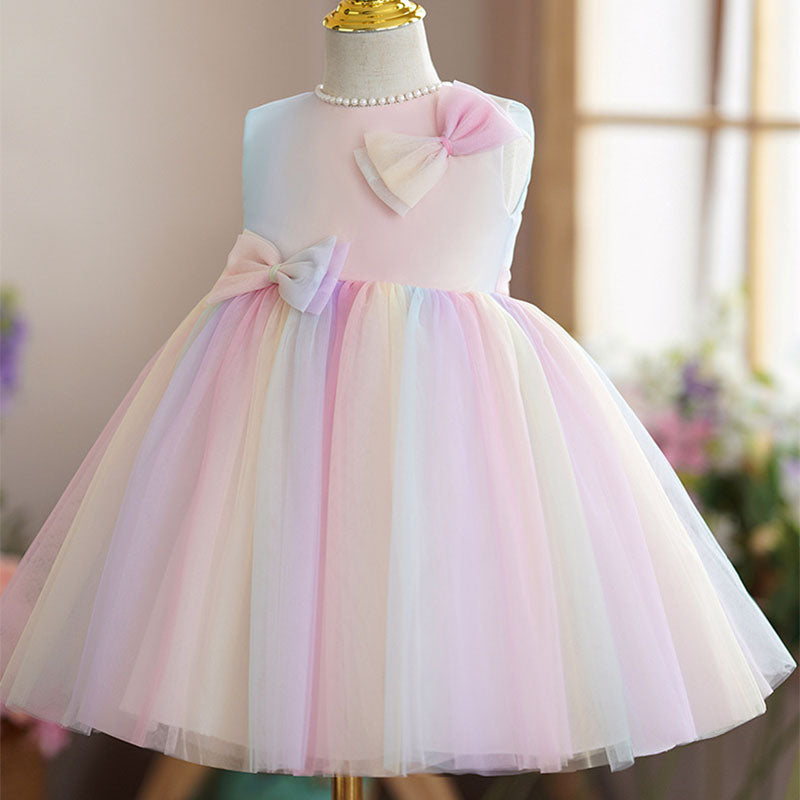 Easter Baby Girl Dress - Princess Party Dress with Bow, Sleeveless Puffy Summer Dress for Birthday, Easter Sunday & Special Occasions